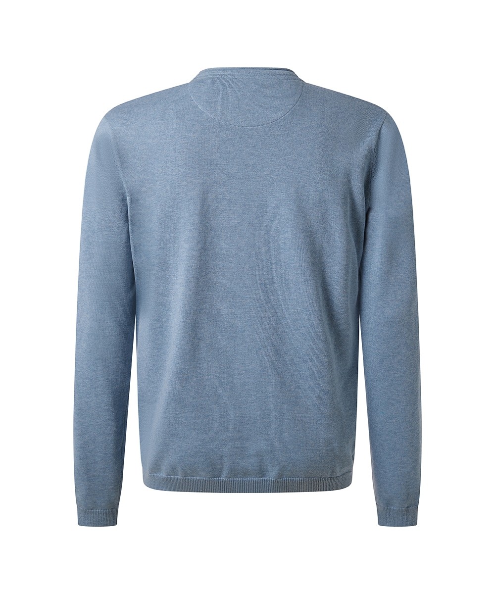 Pioneer Authentic Jeans Rundhalspullover, Ausschnitt mit Rollkante, Aussennähte