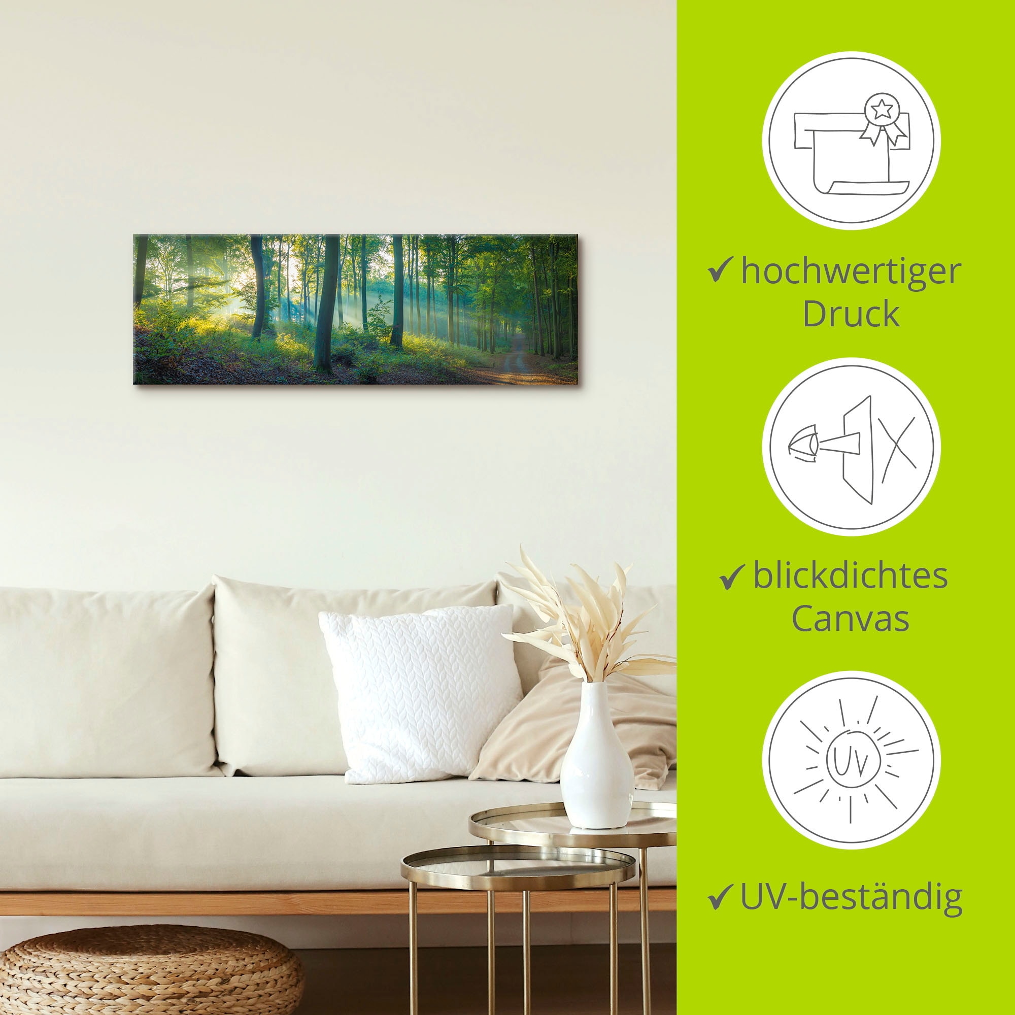 Artland Wandbild »Wald Panorama«, Waldbilder, (1 St.), als Alubild, Outdoorbild, Leinwandbild, Poster, Wandaufkleber