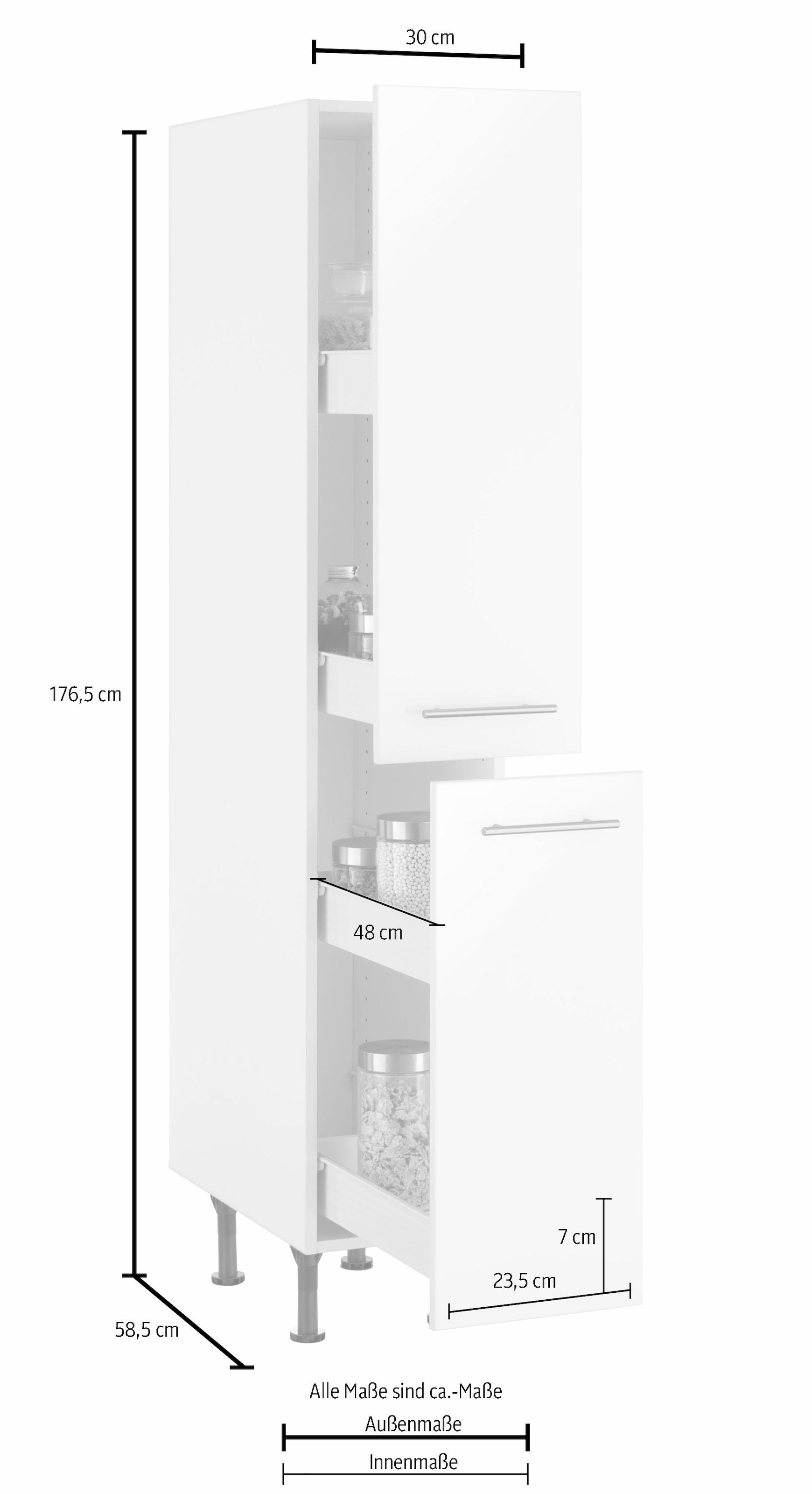 ❤ OPTIFIT Apothekerschrank »Bern«, 30 cm breit, 176 cm hoch,  höhenverstellbare Stellfüsse, Metallgriffe kaufen im Jelmoli-Online Shop