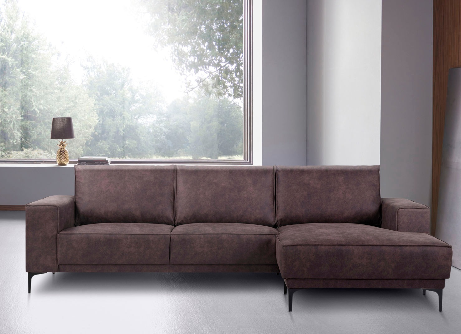 Places of Style Ecksofa »Polsterecke Oland, Struktur, Flachgewebe, Luxus-Microfaser, Boucle«, L-Form, 280 cm, Wellenunterfederung, Skandi-Design, Metallfüsse