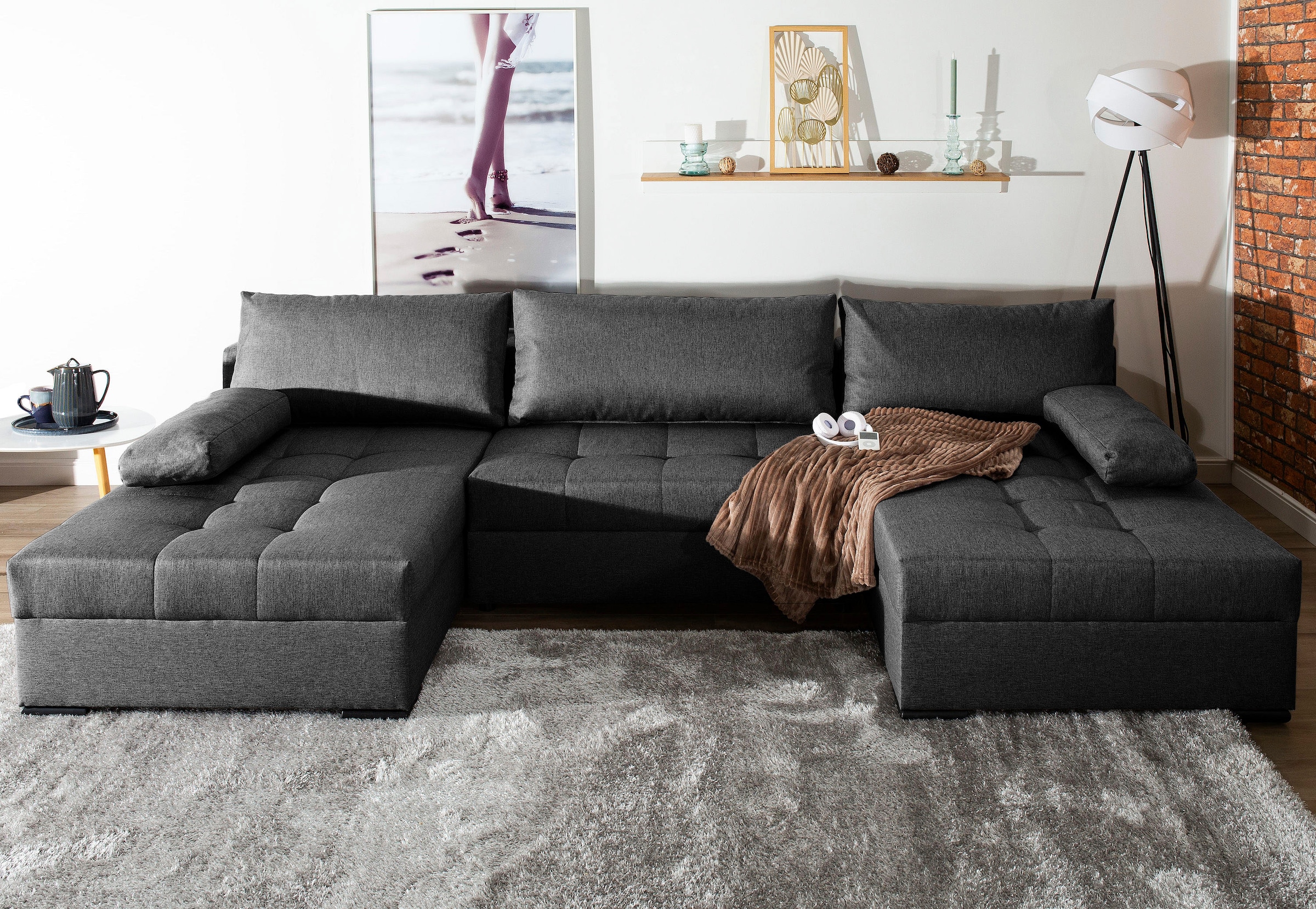 COLLECTION AB Wohnlandschaft »Josy«, inkl. Bettfunktion, Bettkasten, mit 3 extra grossen Rückenkissen