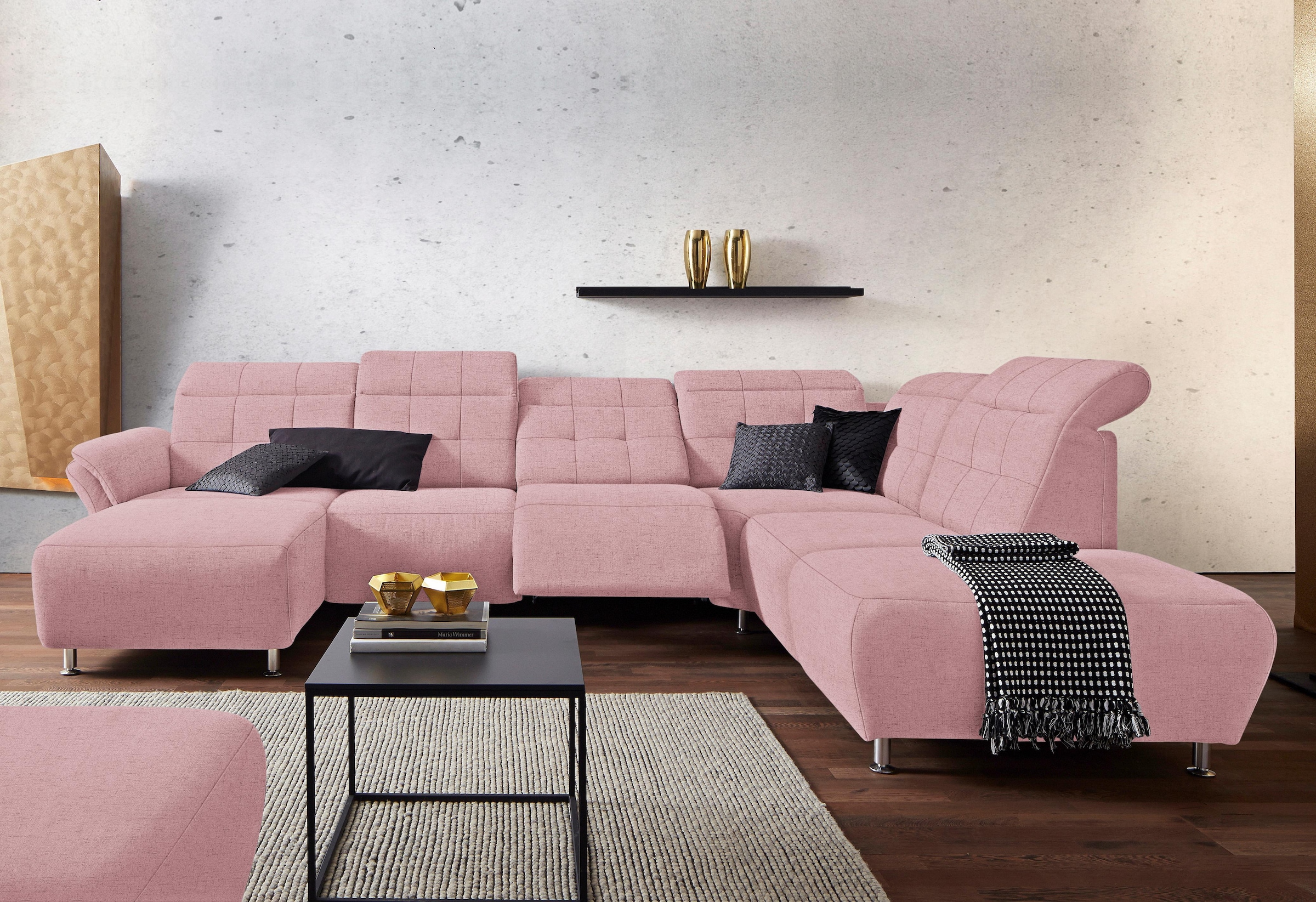 Home affaire Wohnlandschaft "Manhattan U-Form" 2 Sitze mit elektrischer Relaxfunktion, verstellbare Armlehnen
