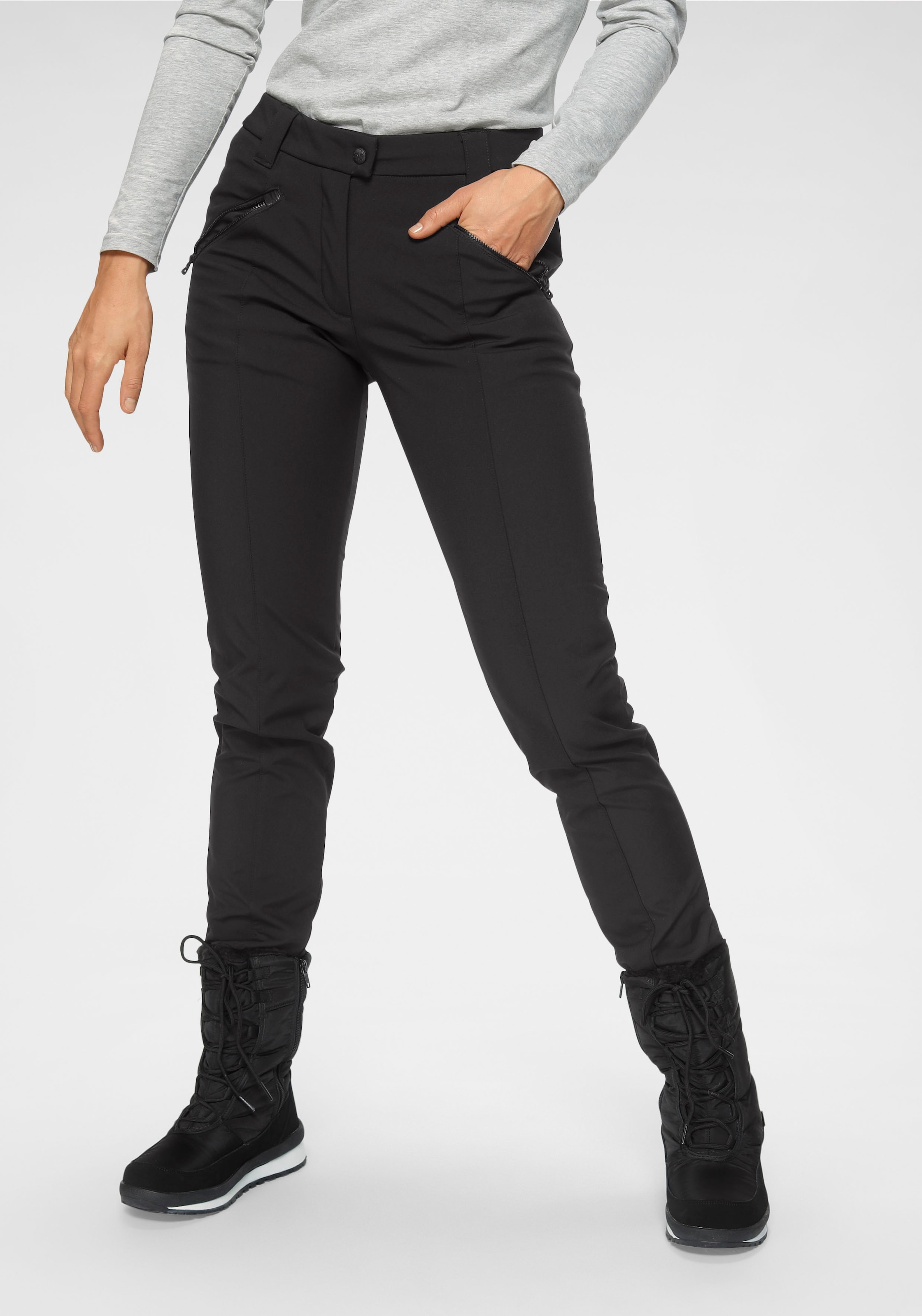 Cmp Schwarz Softshellhose "Woman Long Pant" Mit Reissverschlusstaschen, Wasserabweisend, Windabweisend