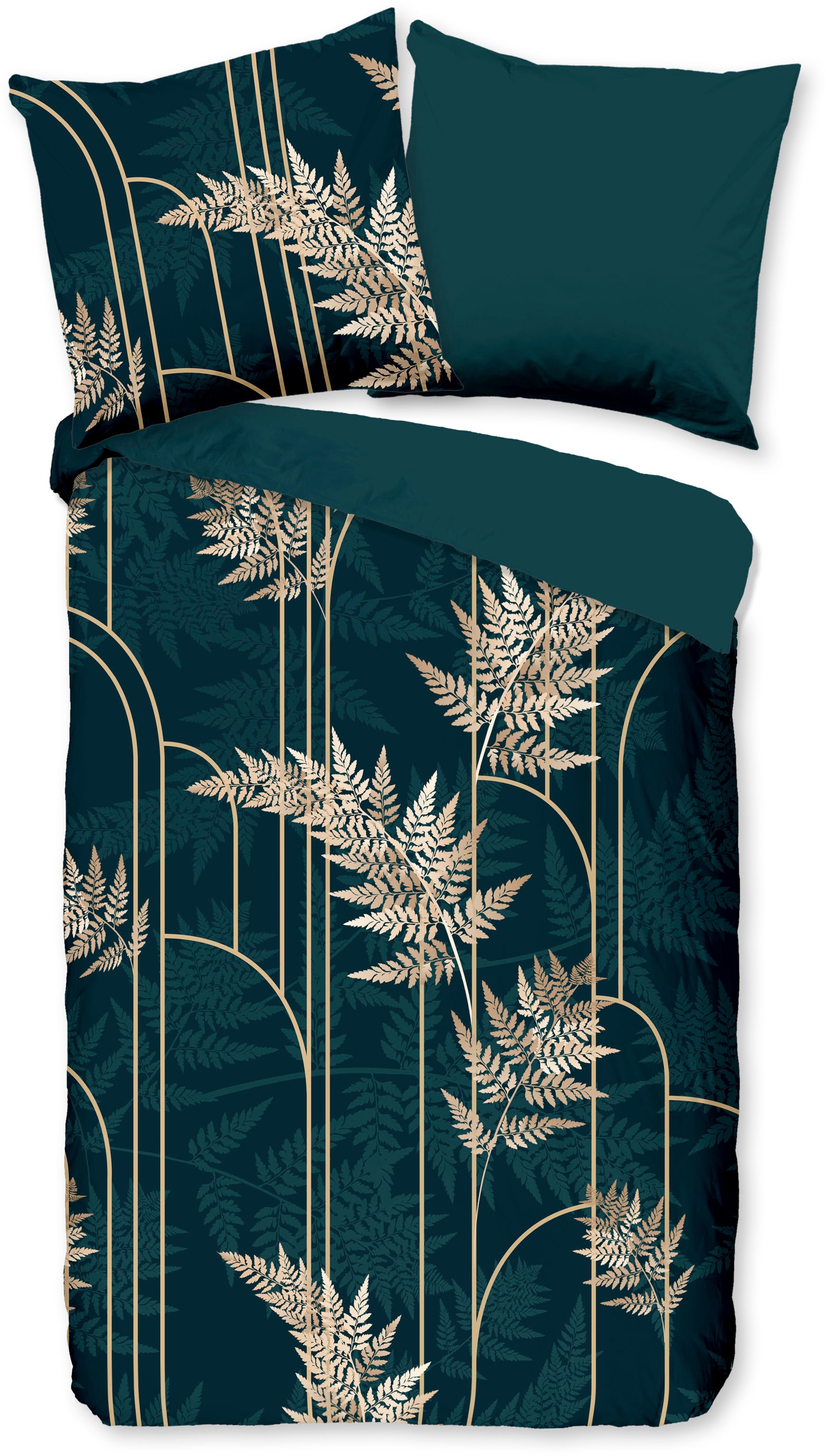 PURE luxury collection Wendebettwäsche »Malak«, Mikrofaser, 135x200, Pflegeleicht, Reissverschluss, Wende, Dunkelgrün