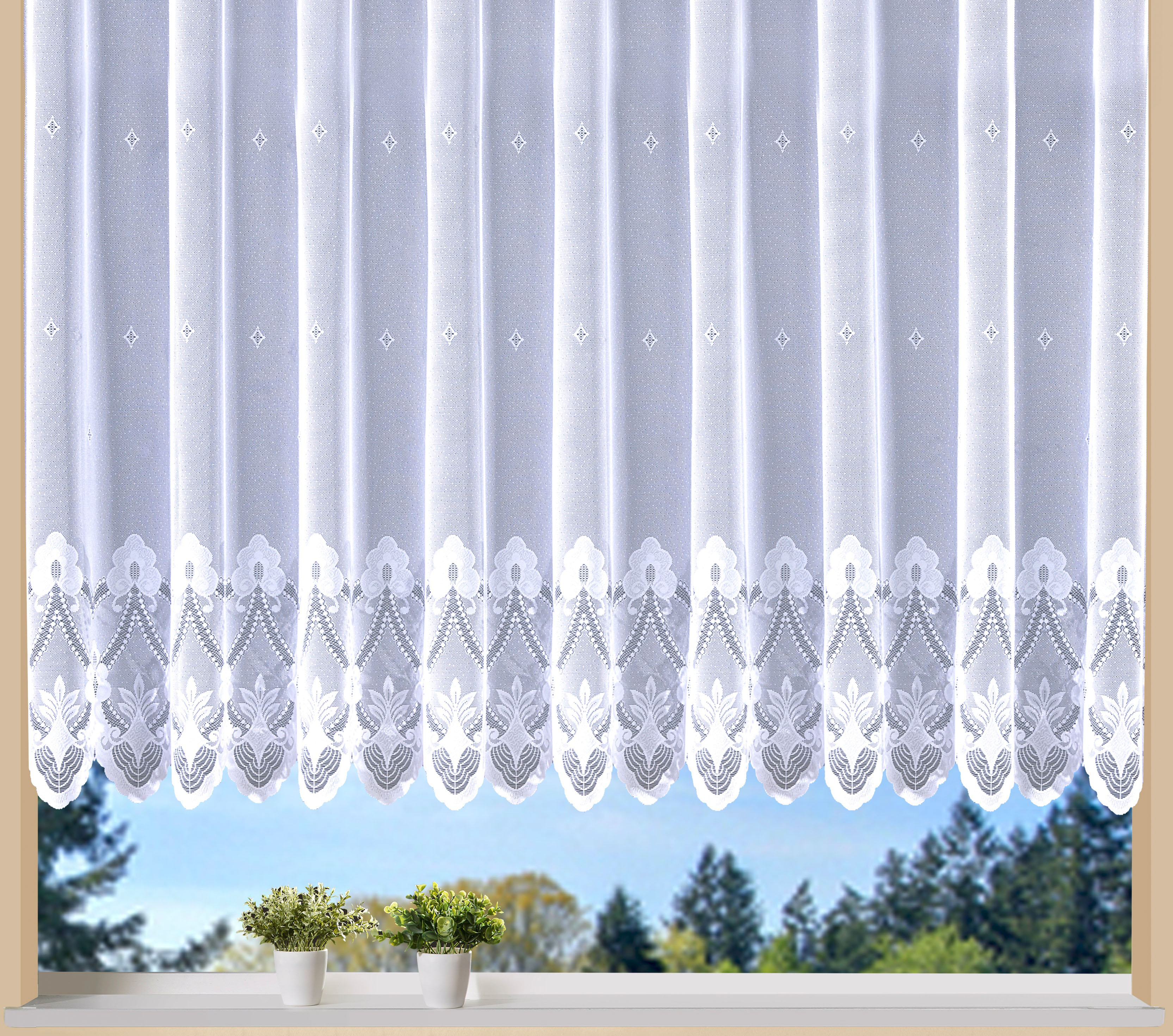 Weckbrodt Gardine »Weimar« Kräuselband 1 Stk. tlg. Jacquard, floral, Halbtransparent, Sockel, Bordüre, gebogt, Store