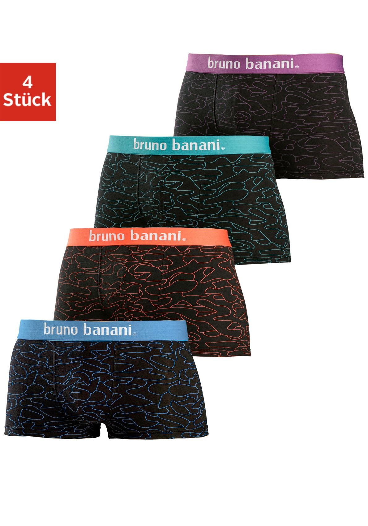 Bruno Banani Boxershorts, (Packung, 4 St.), in Hipster-Form uni oder gemustert