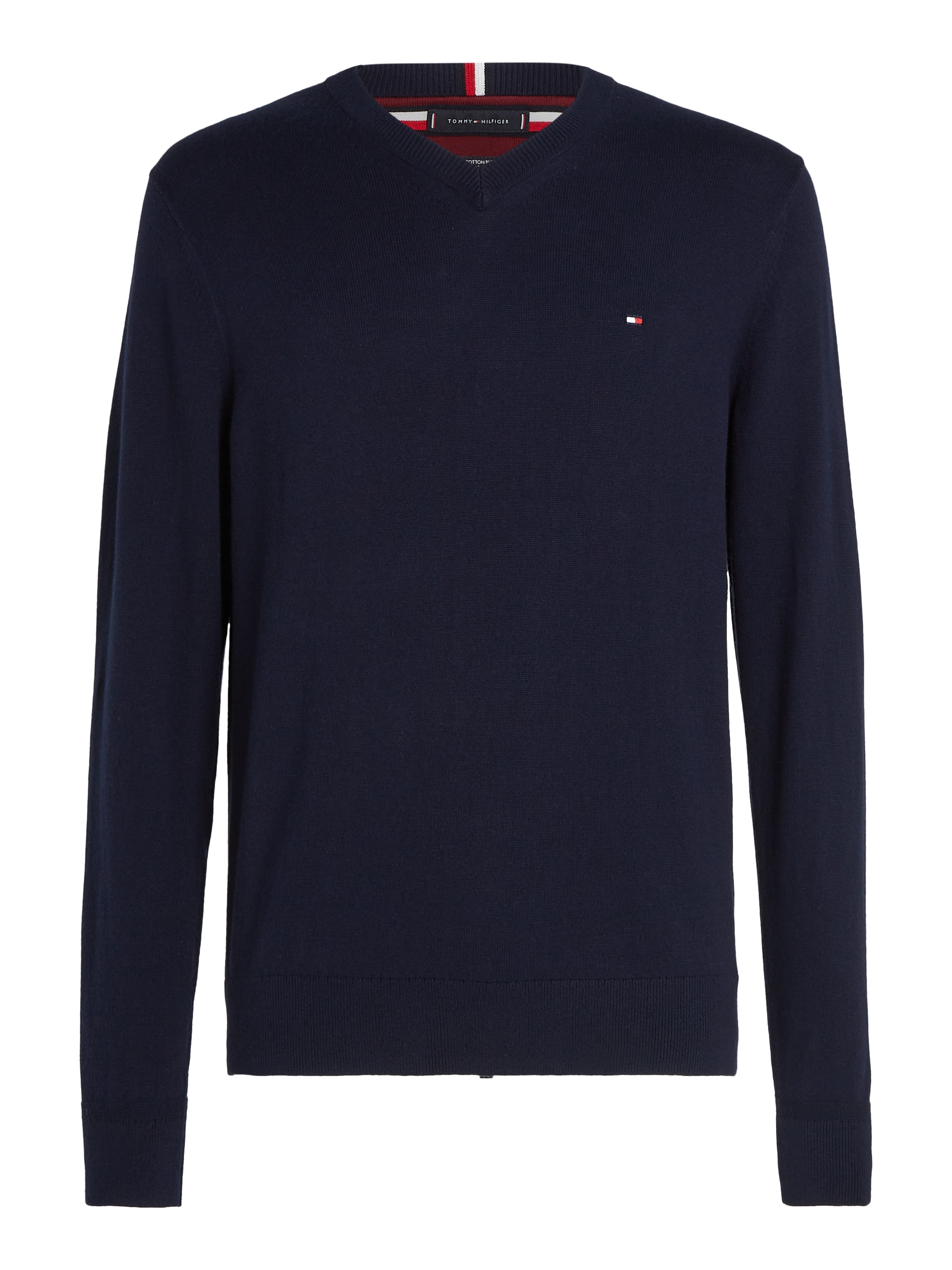 Tommy Hilfiger V-Ausschnitt-Pullover »PIMA ORG CTN CASHMERE V NECK«