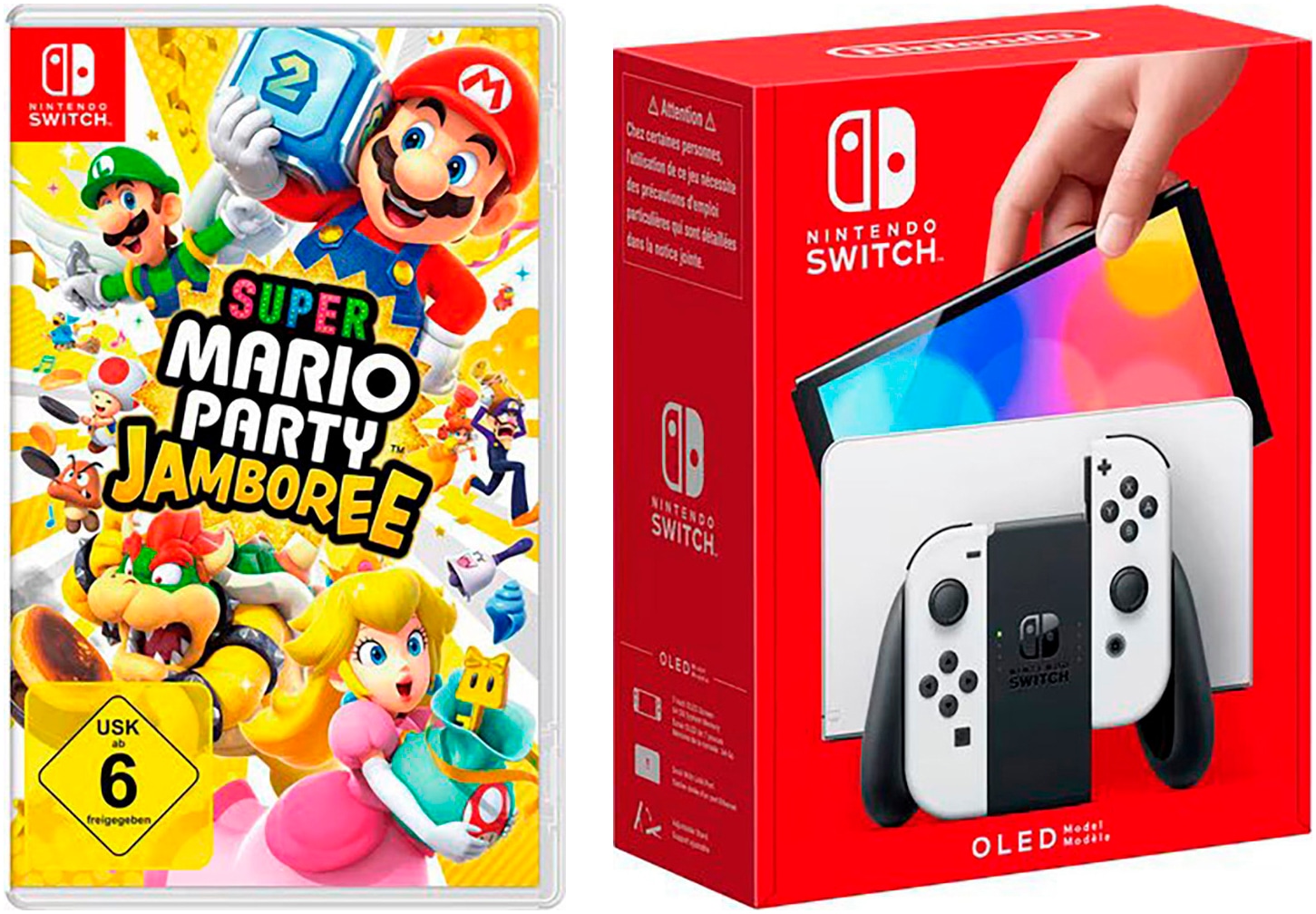 Nintendo Switch Konsolen-Set »OLED weiss + Mario Party Jamboree« 64 GB