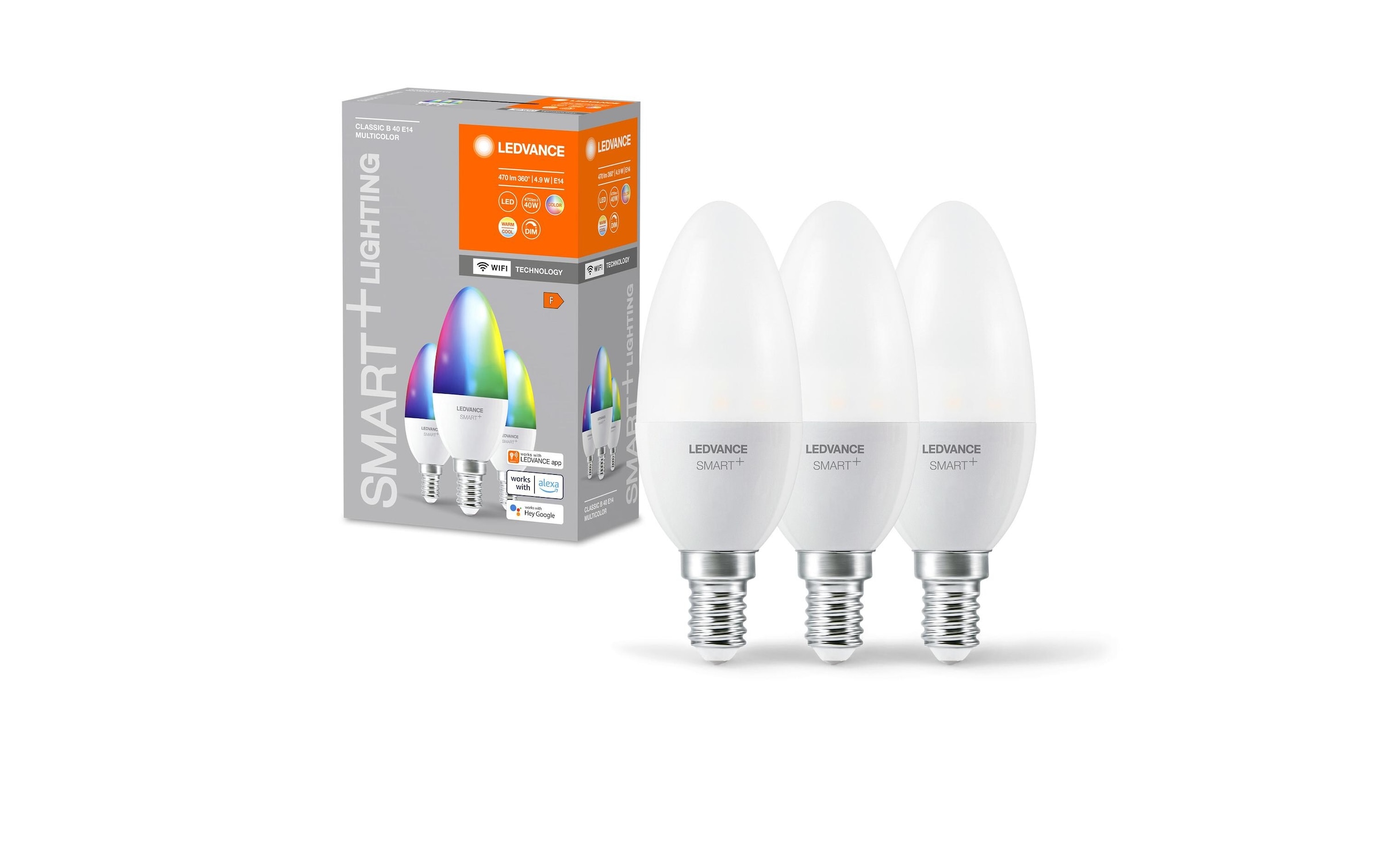 LED-Leuchtmittel »SMART+ WiFi Candle B40, E14, RGBW, 3 Stück«, E14, Farbwechsler