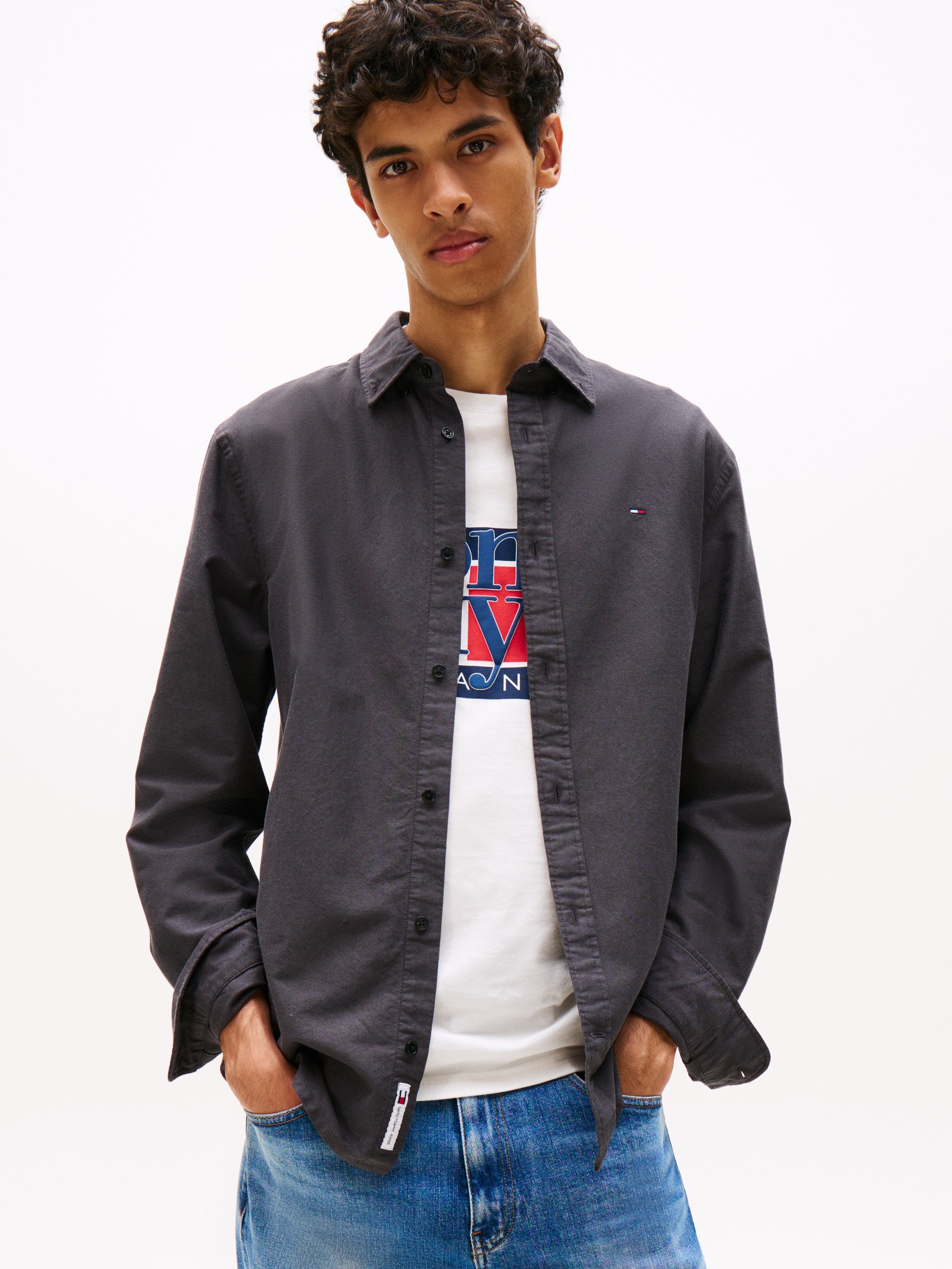 Tommy Jeans Langarmhemd »TJM REG OXFORD SHIRT EXT« Mit Rundhalsausschnitt