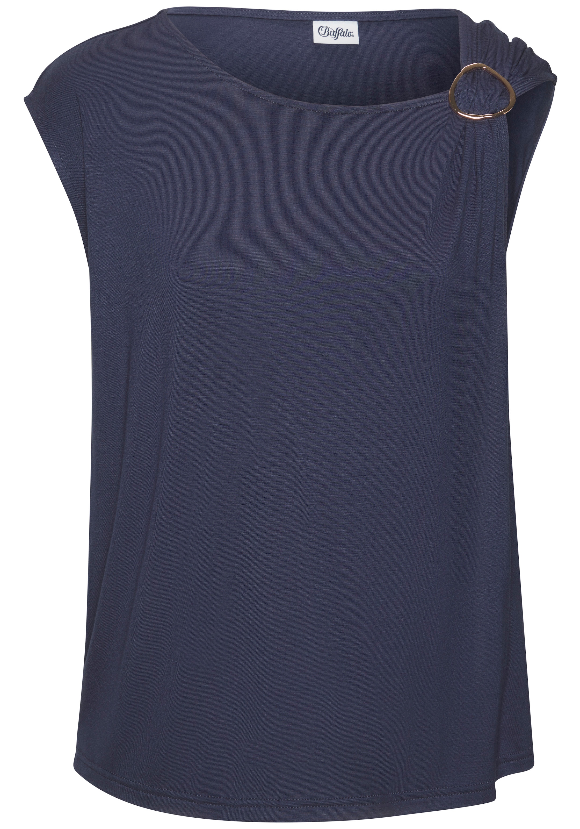 Vivance Kurzarmshirt, mit Zierschnalle, Sommertop, casual