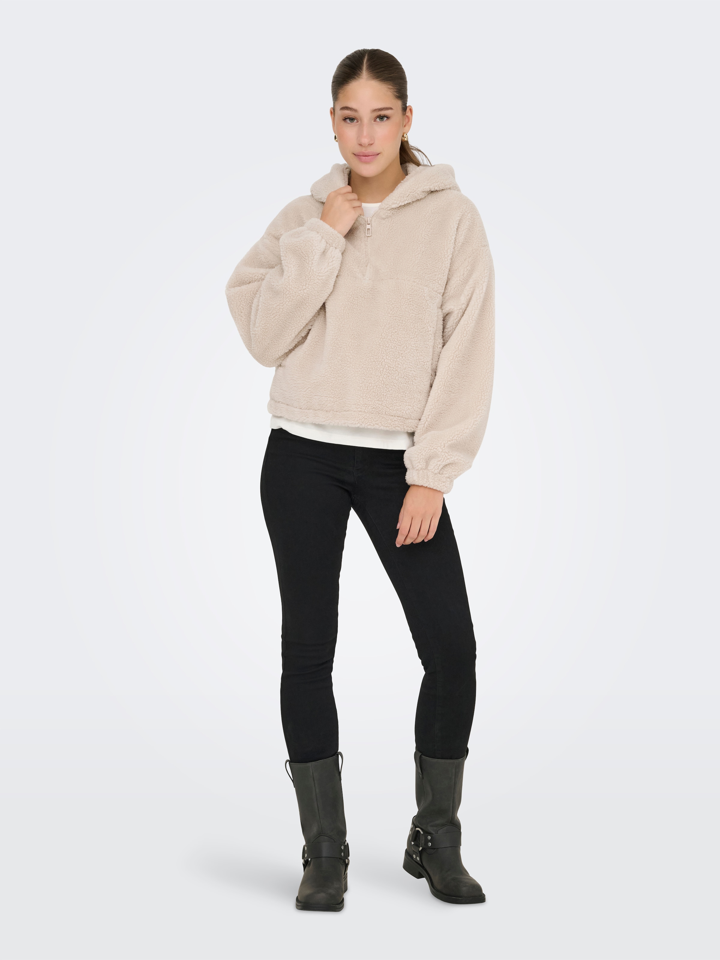 ONLY Fleecejacke »ONLSIENA TEDDY ANORAK LIFE CC OTW«, mit Kapuze