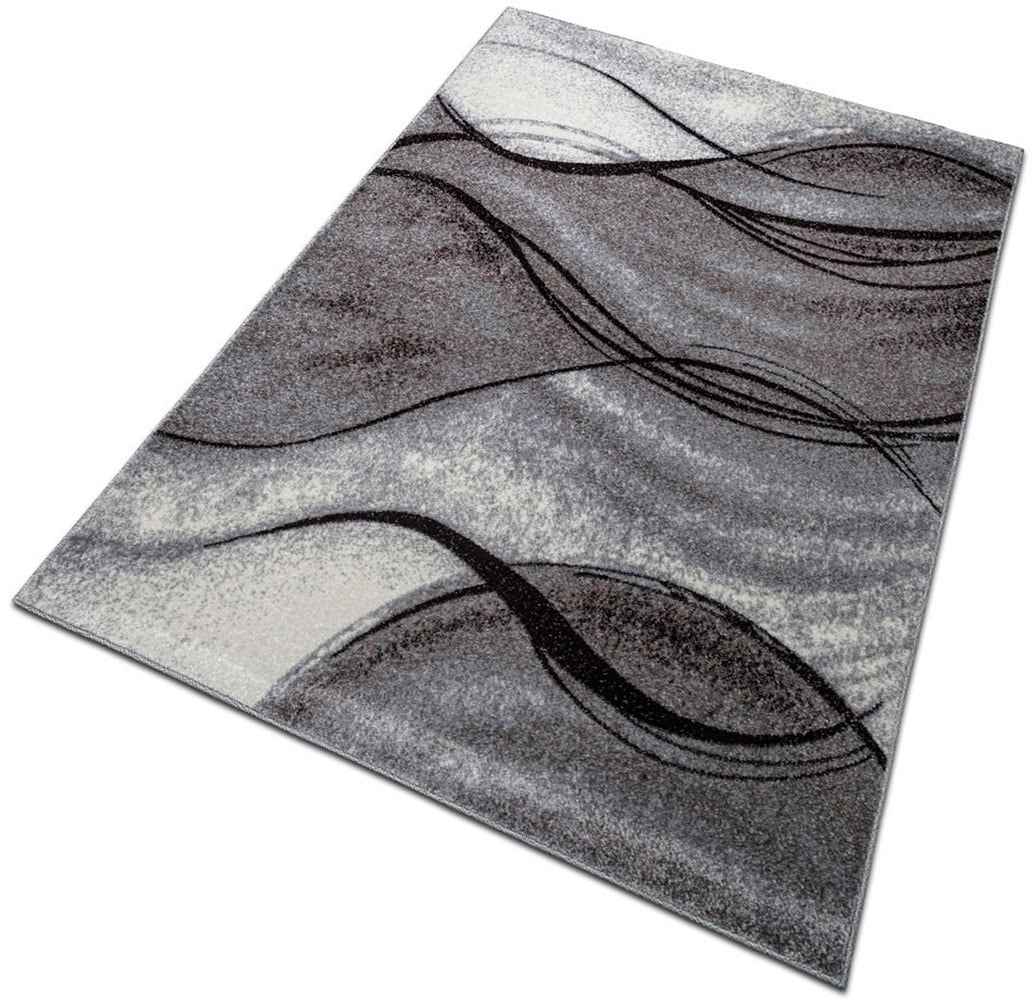 my home Teppich »Tritom«, rechteckig, 9 mm Höhe, mit besonders weichem Flor, Kurzflor, modernes Wellen Muster