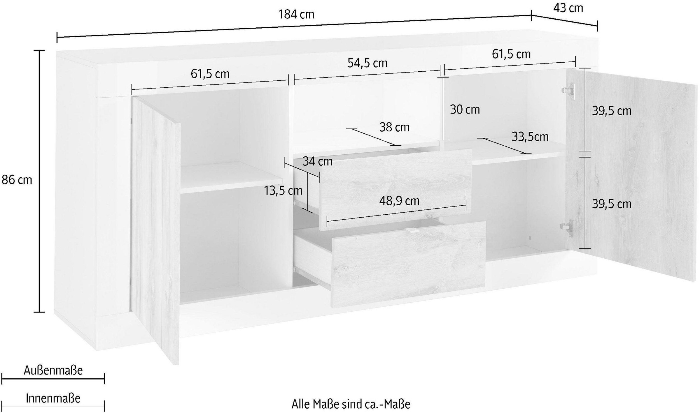 INOSIGN Sideboard »Urbino«, Breite 184 cm