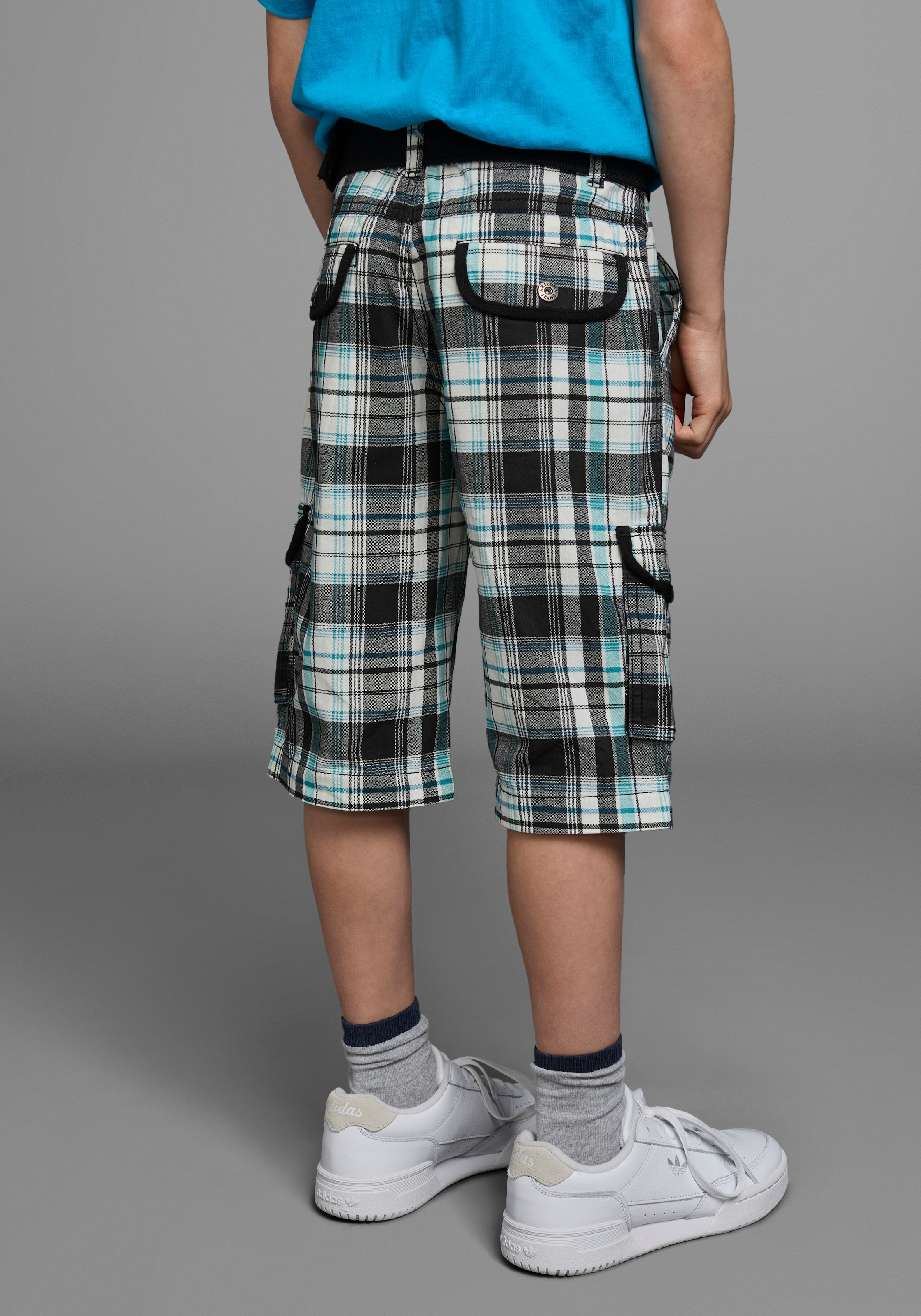 KIDSWORLD Shorts »2tlg. Bermudas mit Gürtel, Karierte Cargo-Bermudas«, (Set, 2 tlg.), mit Textilgürtel
