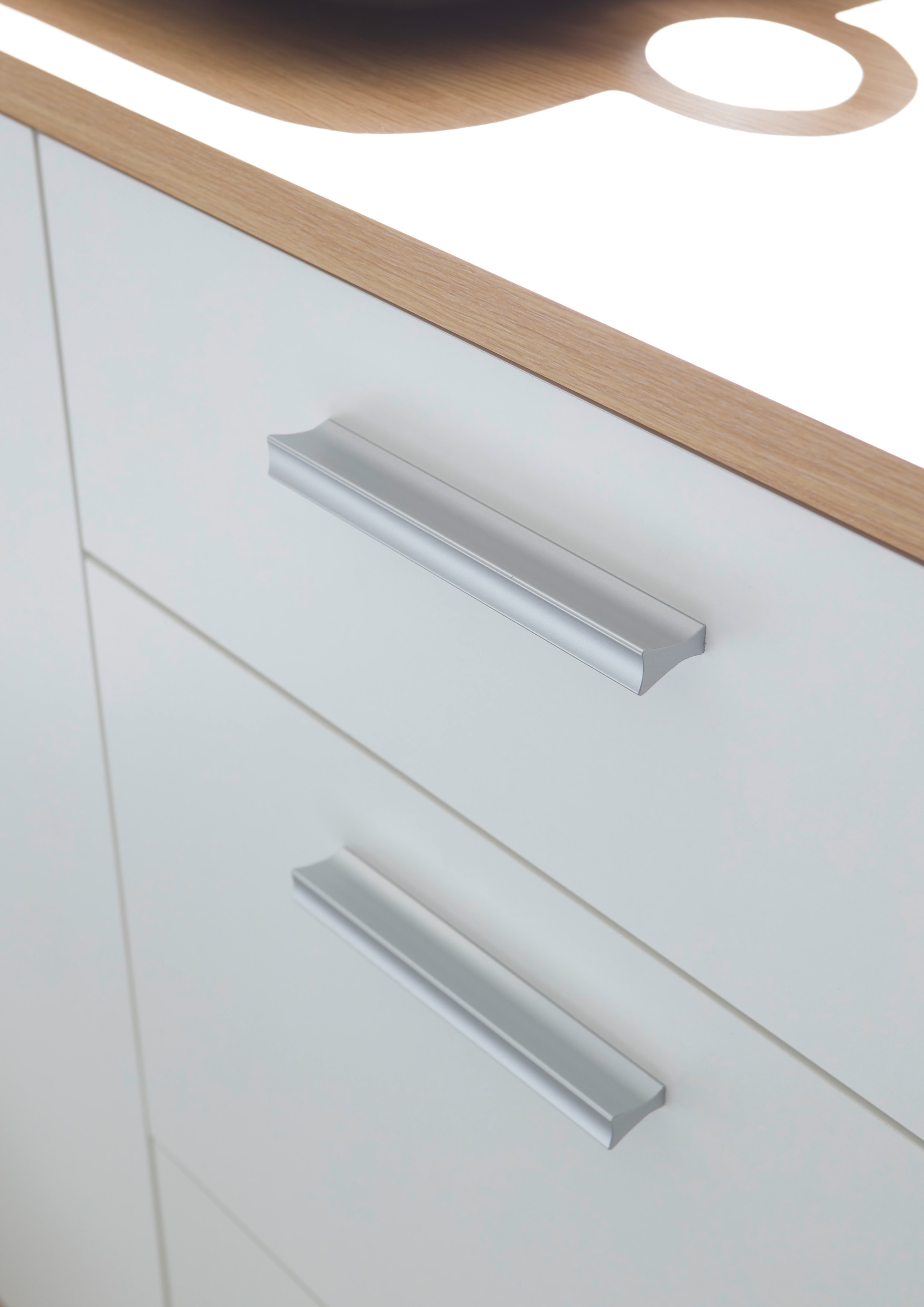 HBZ Kommode »BC1035 weiss matt, BxHxT 95x86x38 cm«, Kommode mit 1 Tür, 3 Schubkästen, 1 Einlegeboden