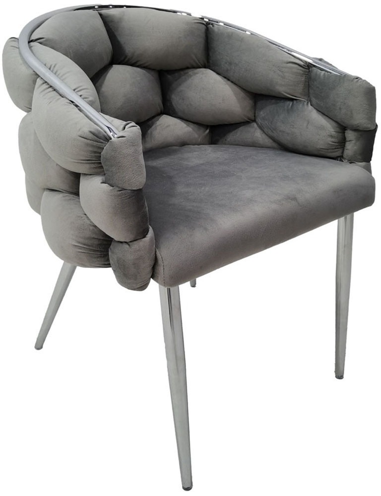 Kayoom Polsterstuhl »Stuhl Grace 125 2er-Set, Gestell aus Eisen, bequem gepolstert«, (Set), 2 St., Graziöses Design, absolutes Eye-Catcher, geflochtener Rücken