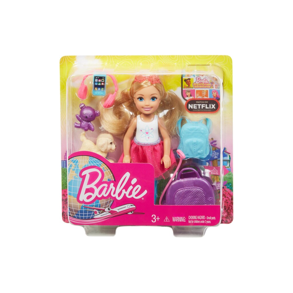 Barbie Anziehpuppe »Travel Chelsea mit Zub«