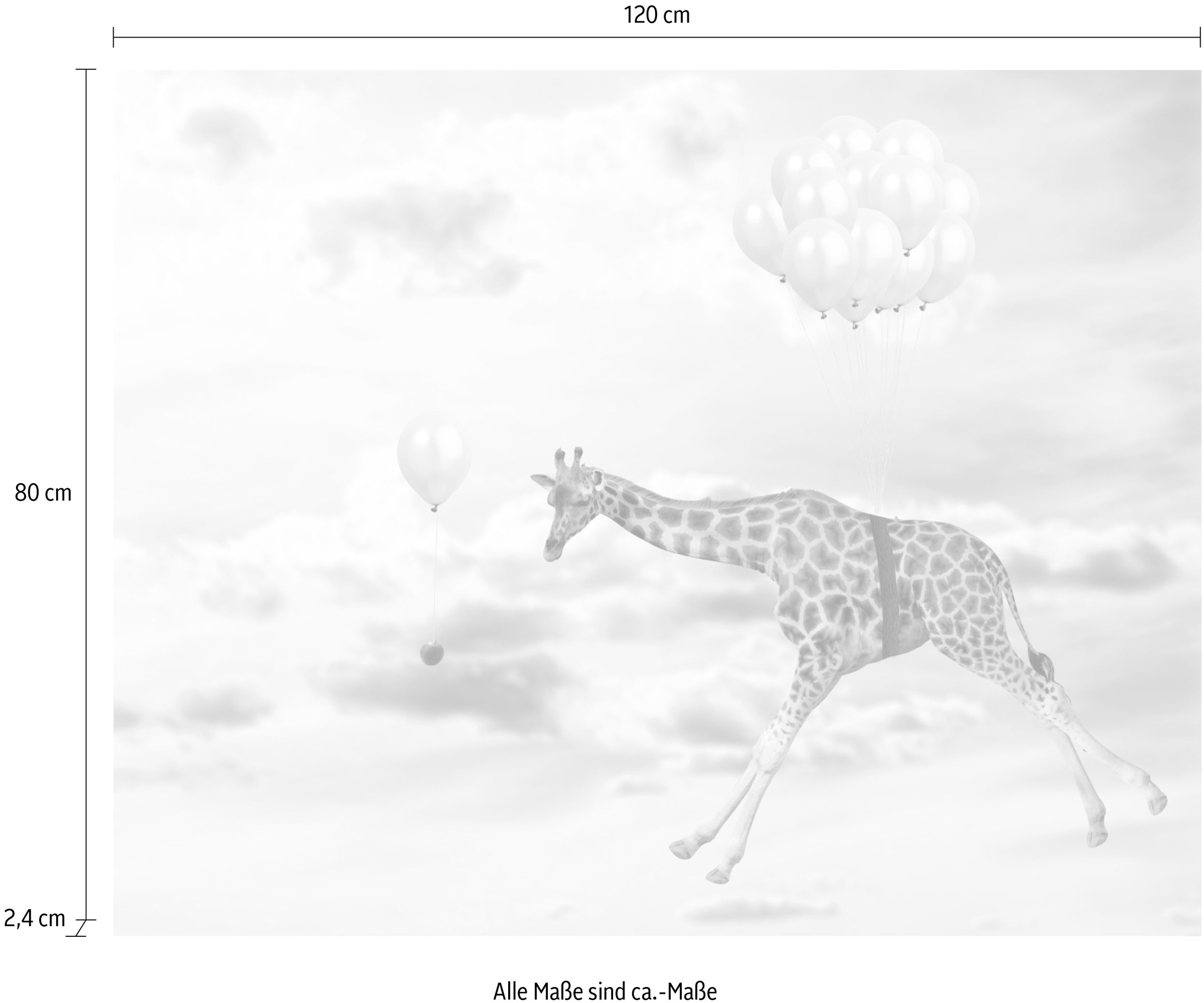 queence Acrylglasbild »fliegende Giraffe«, Tiere-Luftballon-Himmel-Giraffe-Giraffen-Giraffen Bilder-Himmelsbilder, Fine Art-Print in Galeriequalität