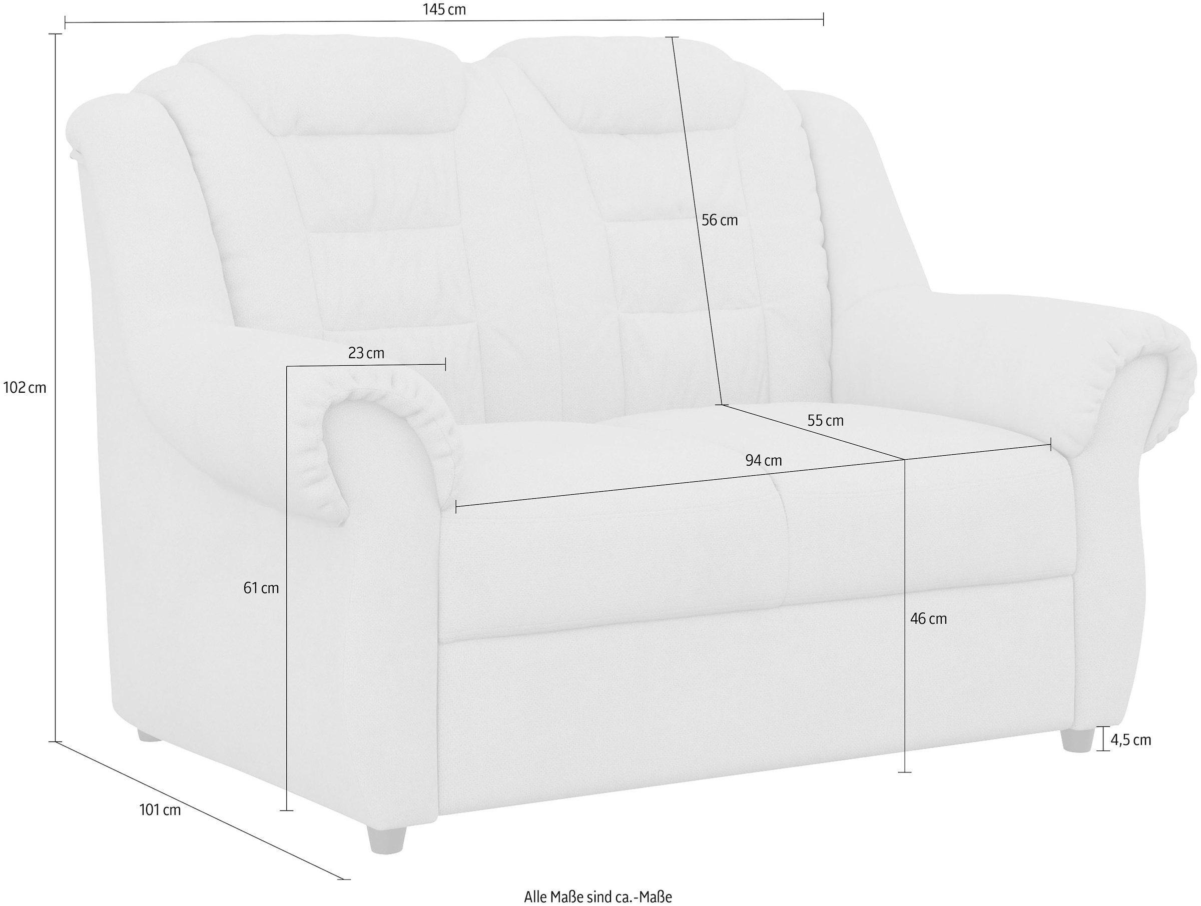 Home affaire 2-Sitzer »Boston«, Sofa mit hoher Rückenlehne