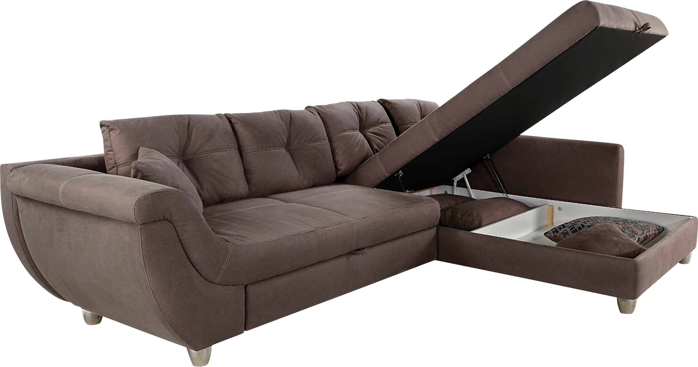 Jockenhöfer Gruppe Ecksofa »Maranello L-Form«, mit grossem Stauraum, Gästebett- und Relaxfunktion, Nosagfederung