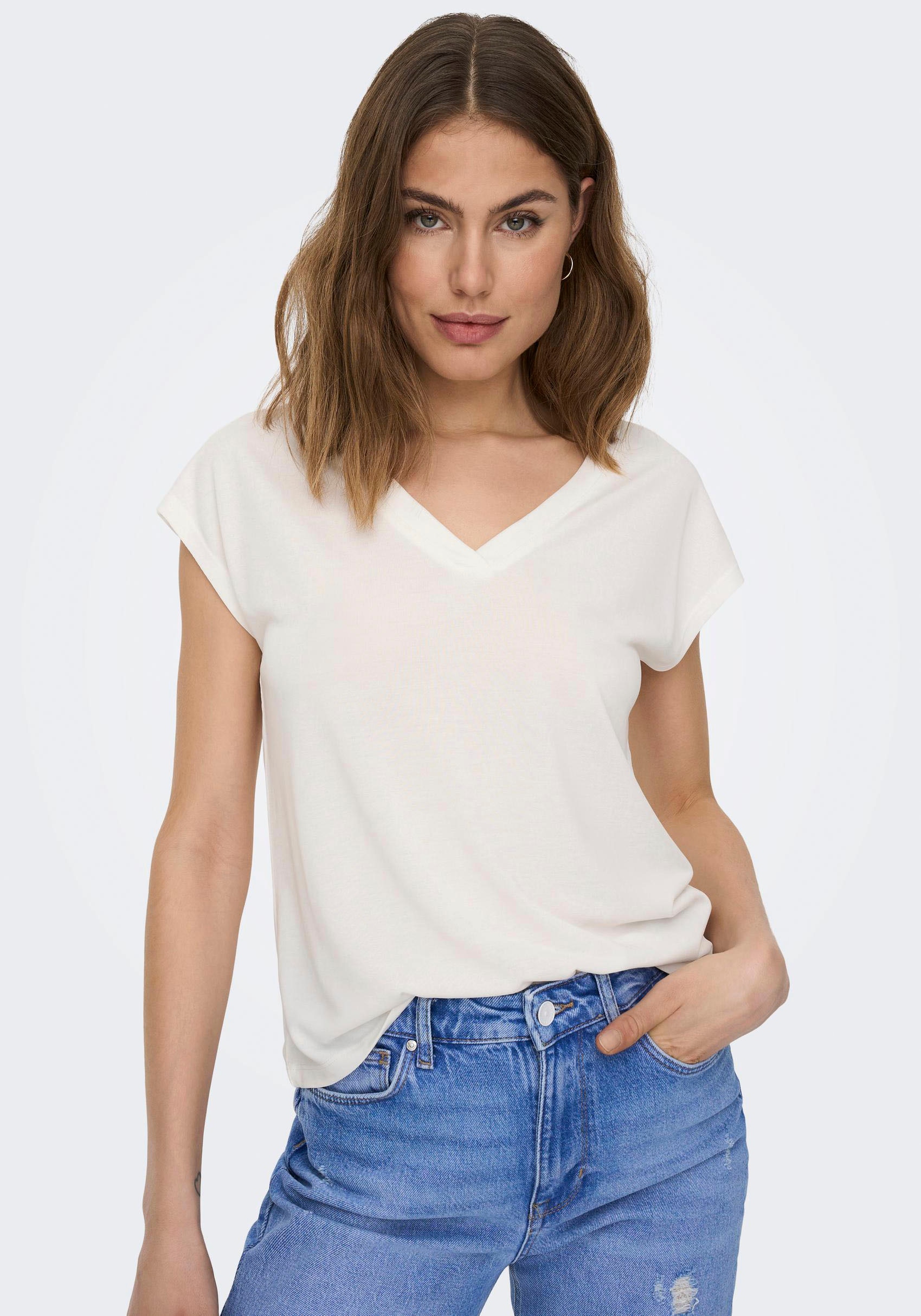 ONLY V-Shirt »ONLFREE S/S MOD.V-NECK TOP JRS NOOS«