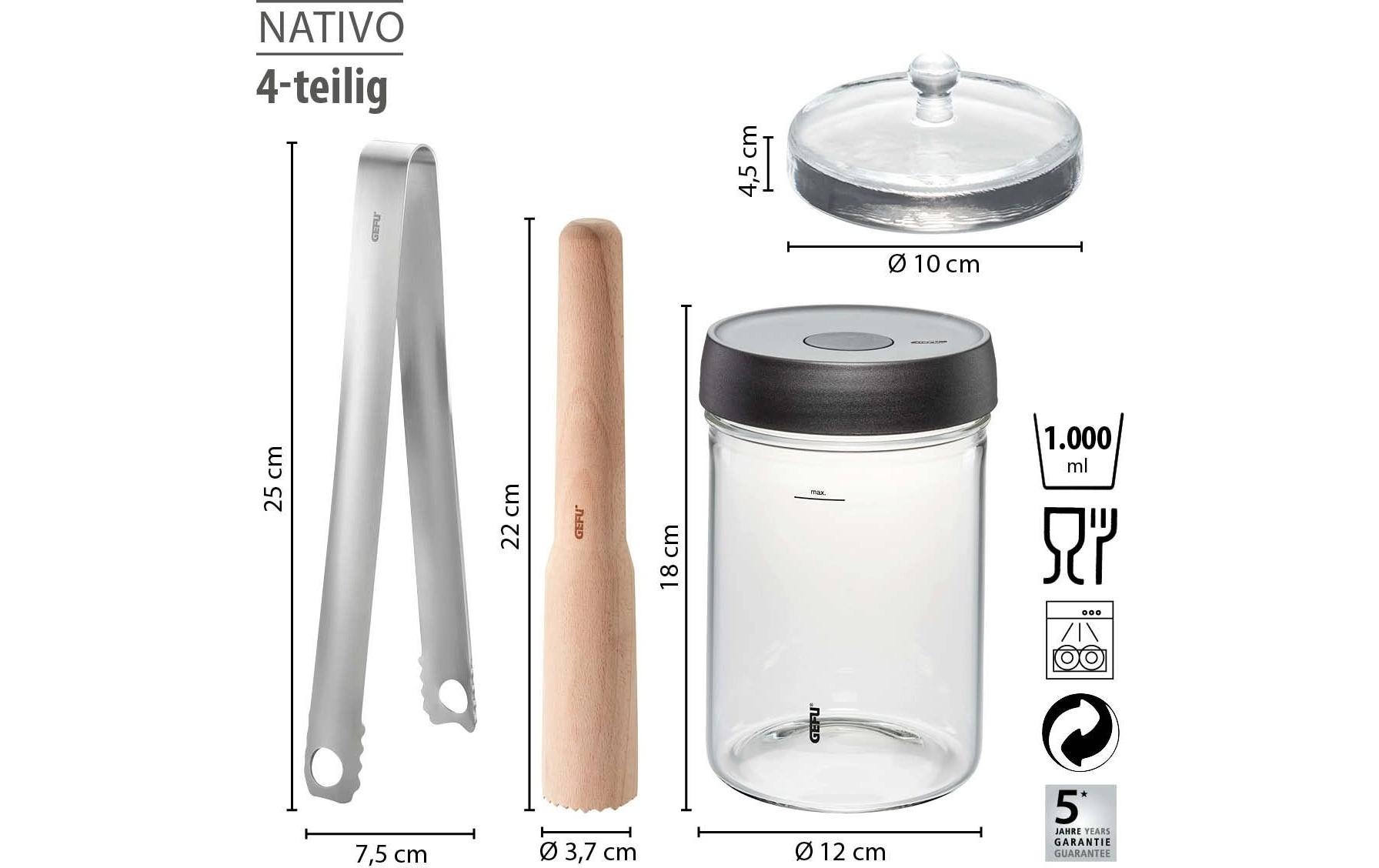 GEFU Vorratsglas »NATIVO 4-teilig, 1 L«, (1 tlg.)