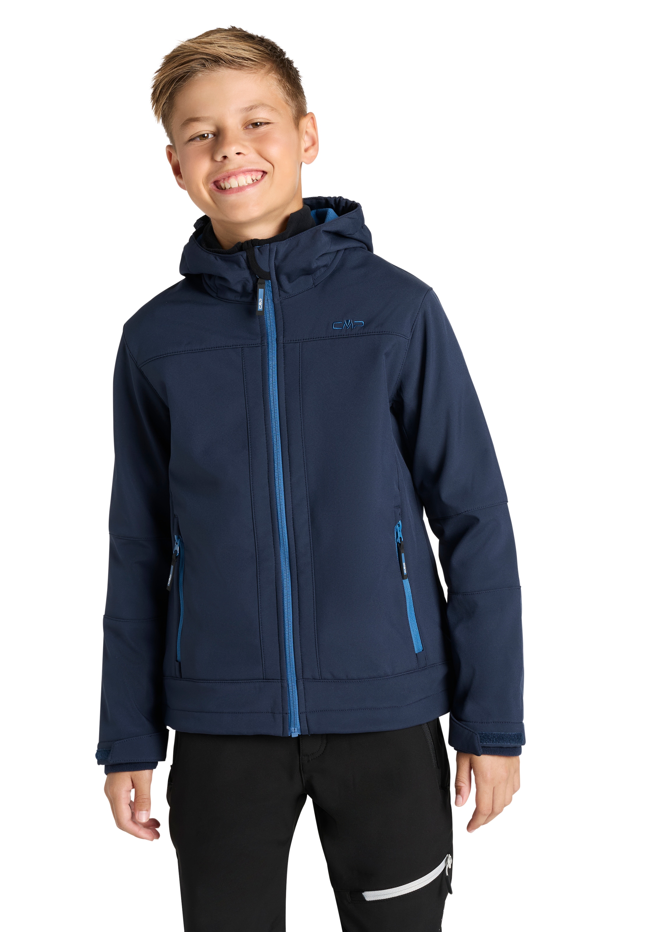 Cmp B.blau, Blaus Softshelljacke "Kid Softshell Jacket Fix Hood" Mit Kapuze Mit Hoch Geschlossenem Ausschnitt, Elastisch, Atmungsaktiv