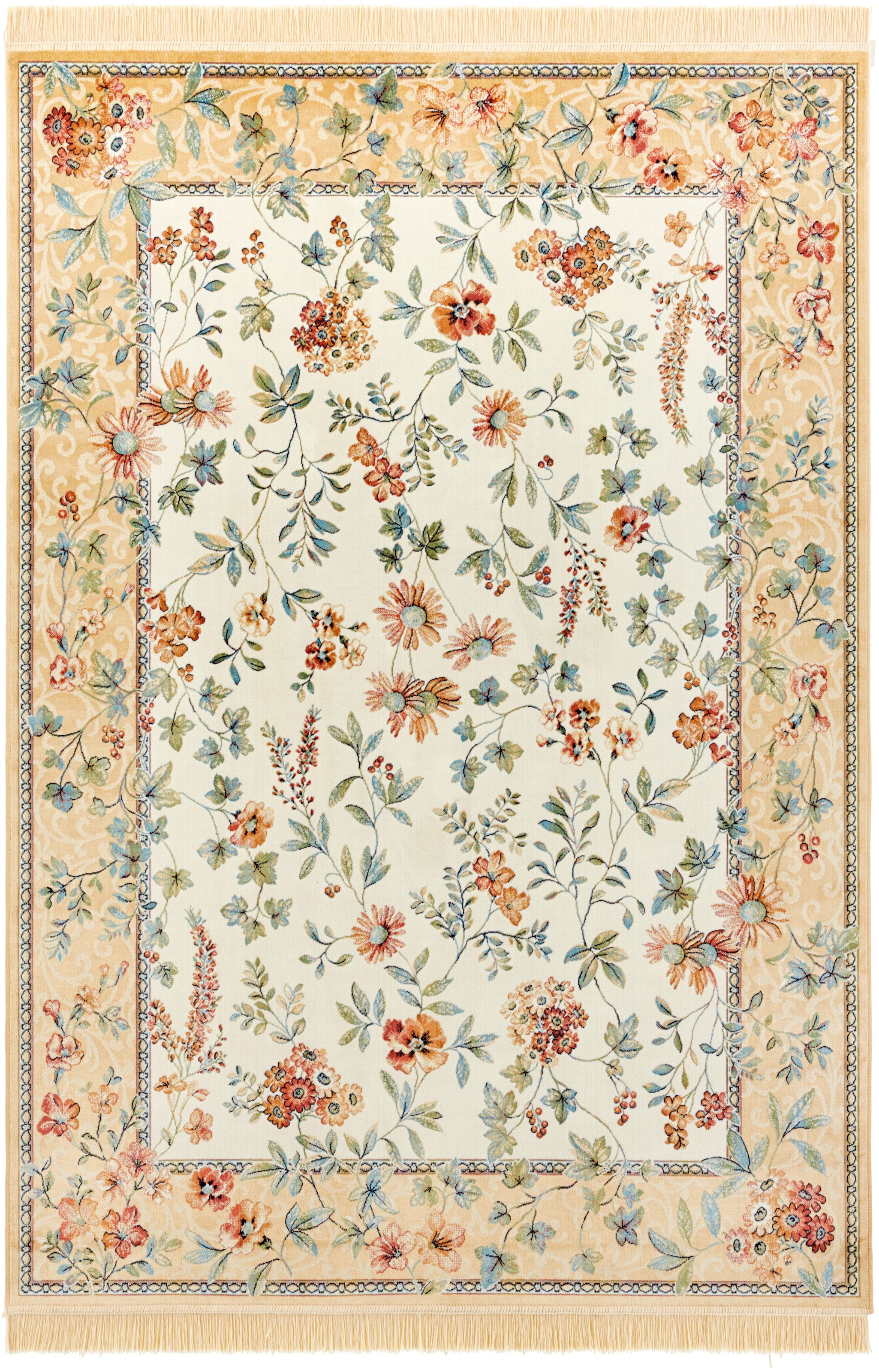 HANSE Home Teppich »Orient Flowers«, rechteckig, 5 mm Höhe, Kurzflor mit Fransen, Orient, Wohnzimmer, Schlafzimmer, Esszimmer