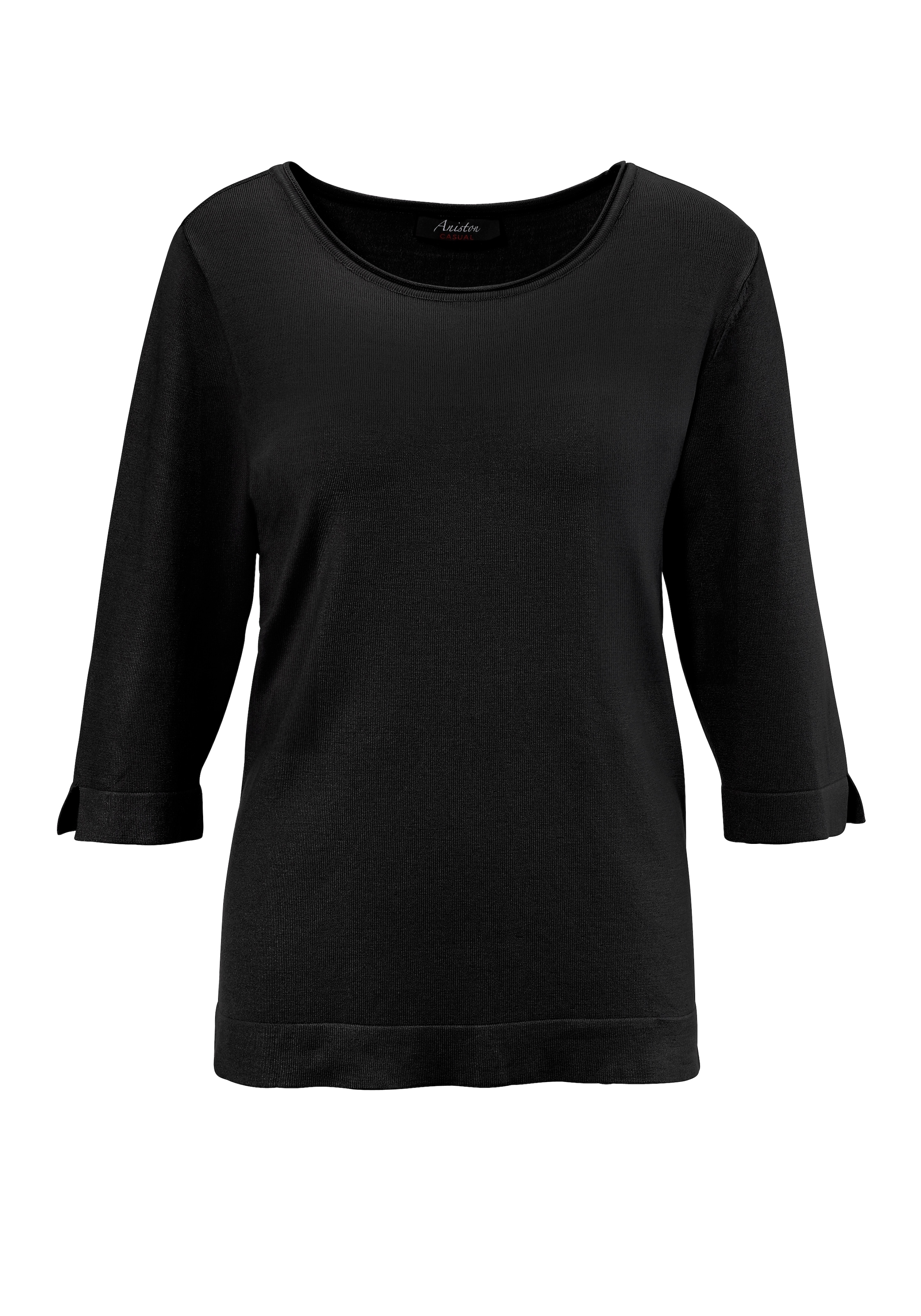 Aniston CASUAL Strickpullover, mit kleinem Schlitz an den 3/4-langen Ärmeln