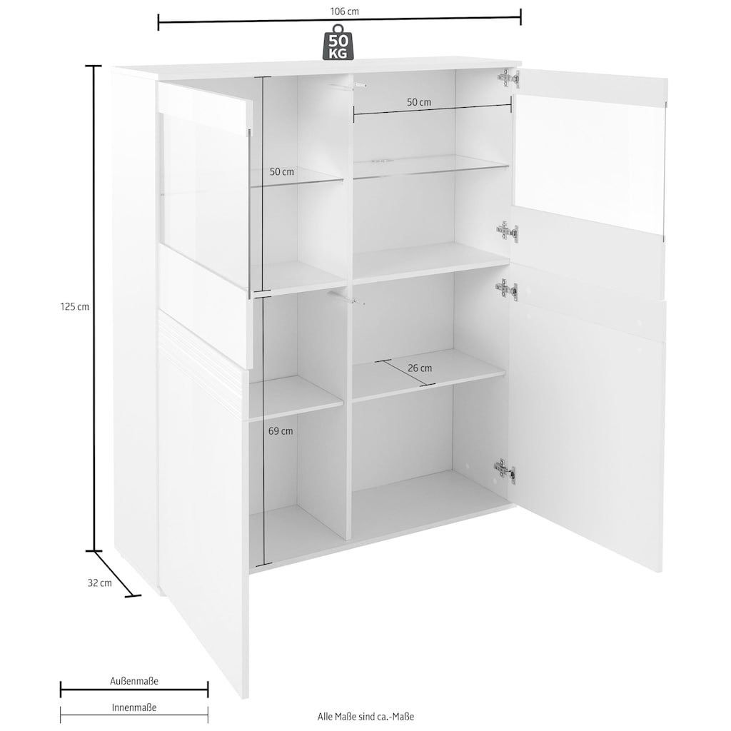 borchardt Möbel Vitrine »Florenz«, Höhe 125 cm