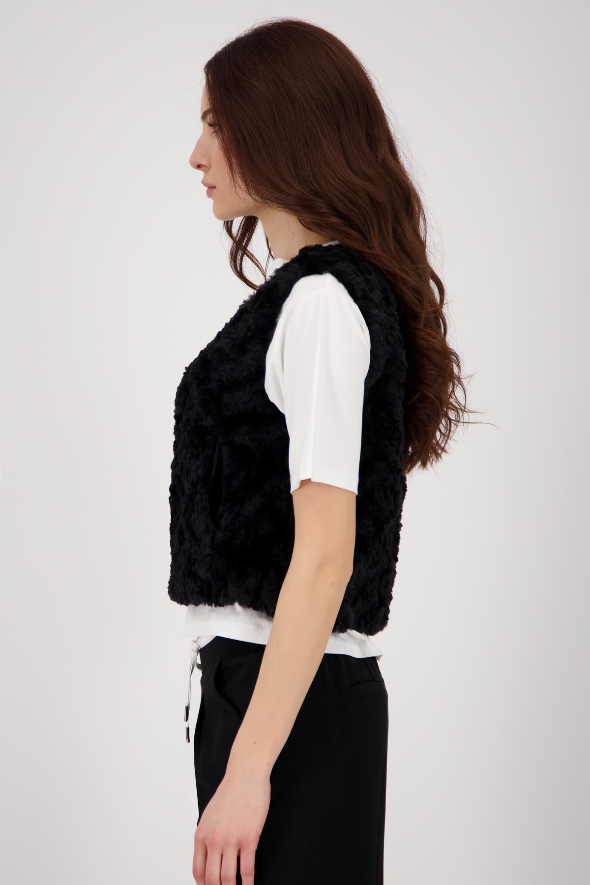 Monari Fellimitatweste »Weste fake fur«, Mit Rundhalsausschnitt
