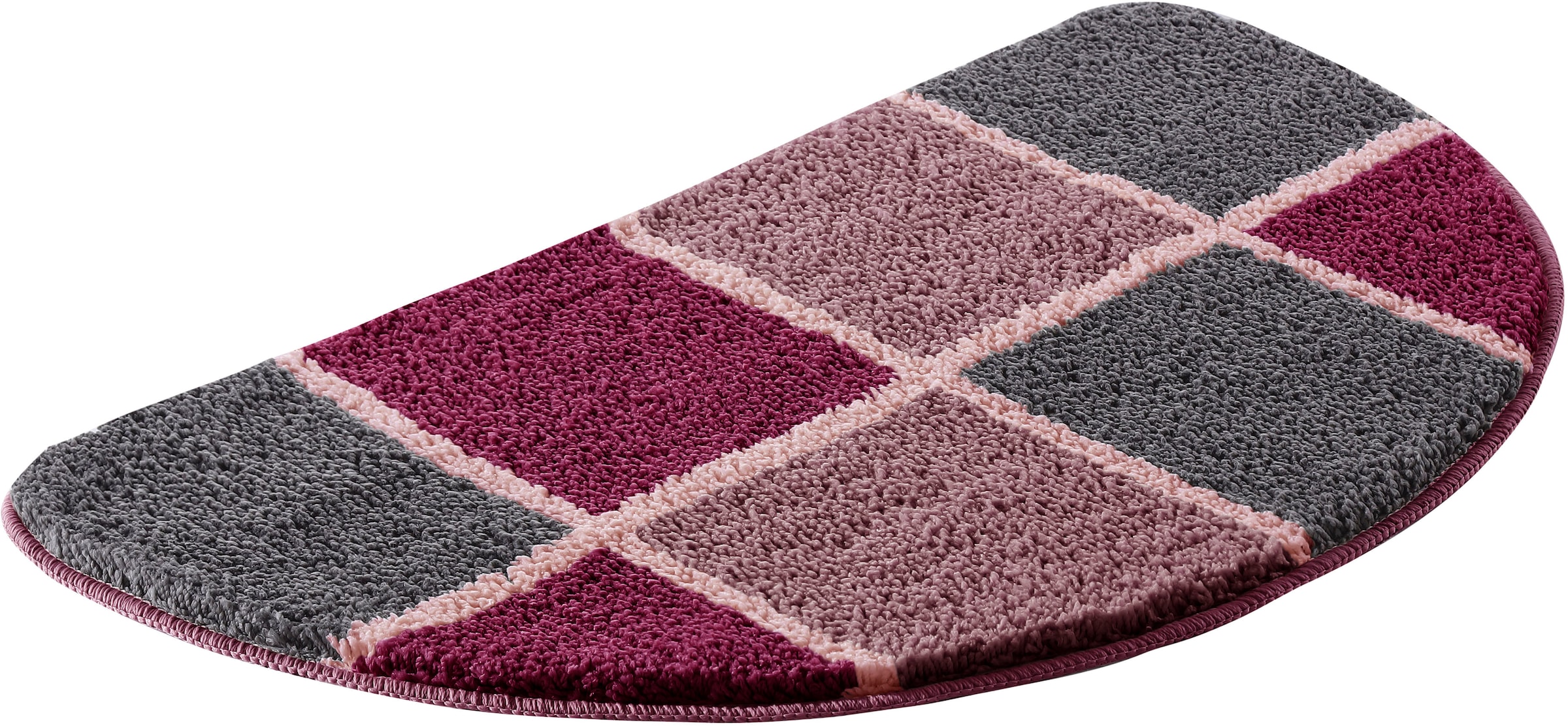 my home Badematte »Anna mit Kachelmuster, Badvorleger, Badezimmer Teppich, Duschvorleger«, rutschhemmend beschichtet, strapazierfähig, Badteppich, Hoch-Tief Effekt, Modern, Weich