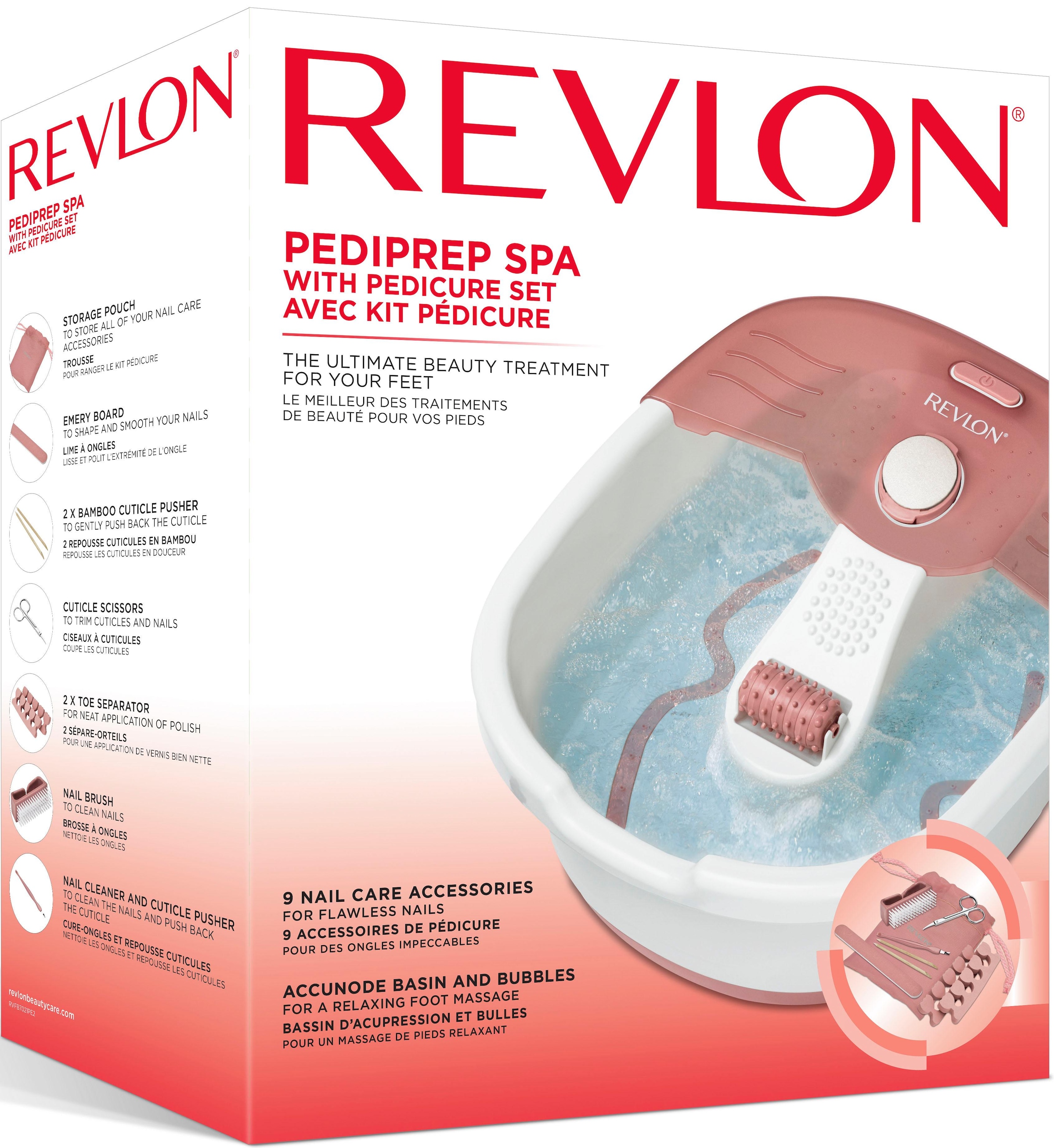 Revlon Fussbad »RVFB7021PE«, (Set, 10 tlg., entspannende Sprudelmassage inklusive Pediküre Set)