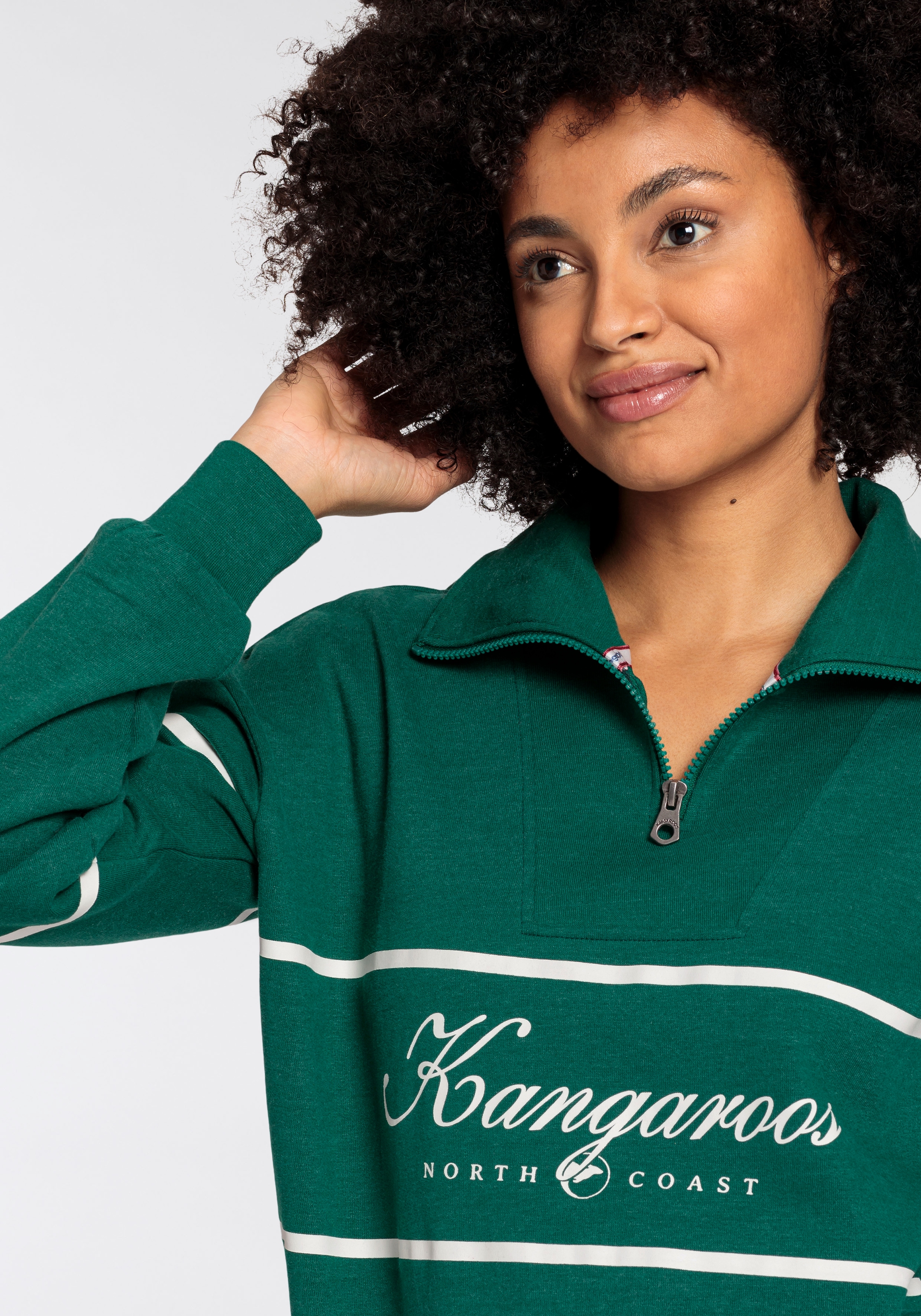 KangaROOS Sweatshirt, Troyer mit Stehkragen und Logo Print -NEUE-KOLLEKTION