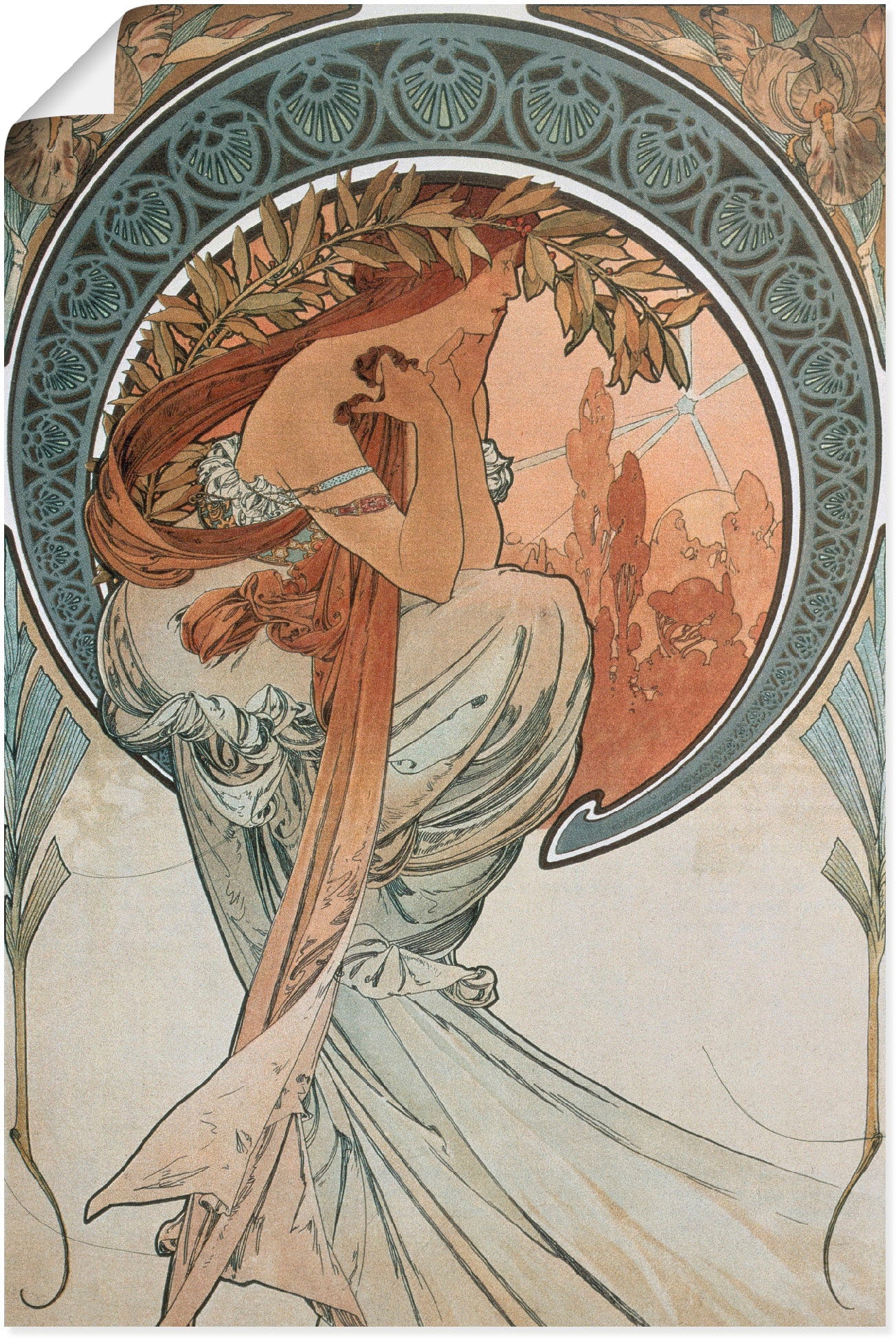Artland Kunstdruck »Vier Künste: Die Poesie. 1898«, Frau, (1 St.), als Alubild, Leinwandbild, Wandaufkleber oder Poster in versch. Grössen