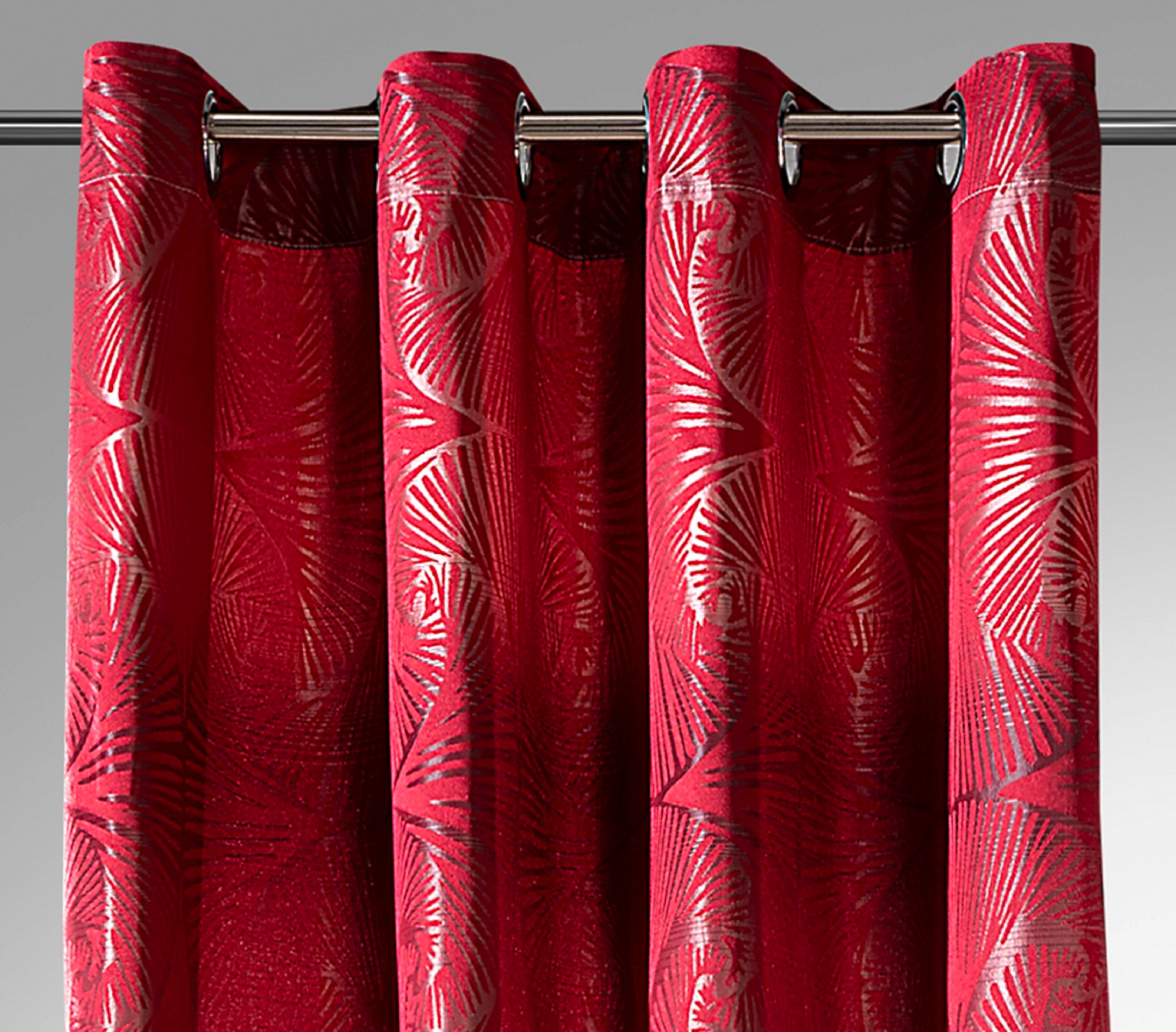 Weckbrodt Vorhang »Gingko«, (1 St.), Jacquard mit Gingko - Muster, Ösen, blickdicht, Gardine, Store