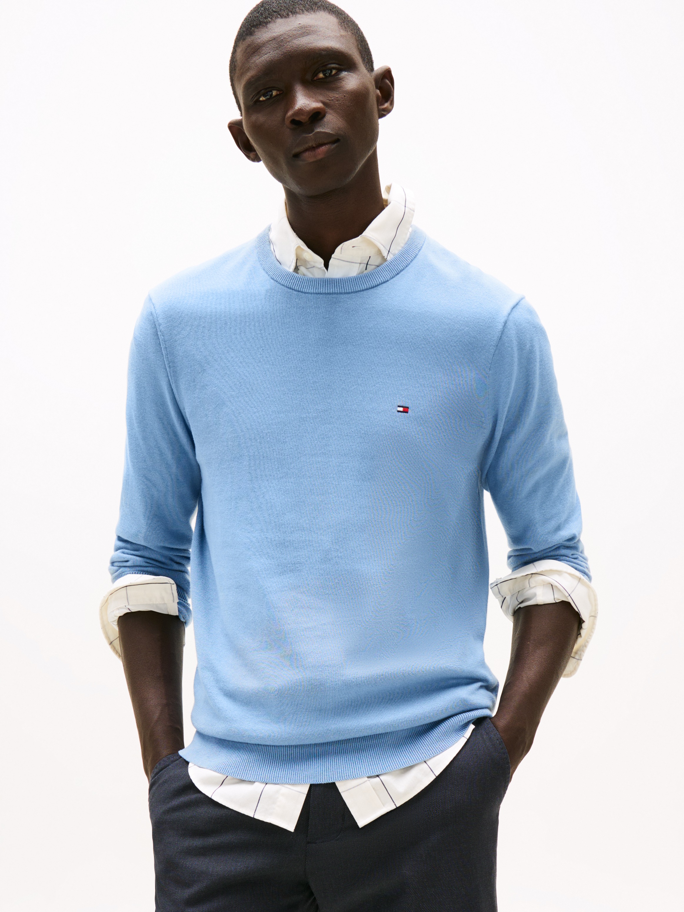 Tommy Hilfiger Rundhalspullover »ESSENTIAL COTTON CREW NECK« 100% Baumwolle Crewneck Regular Fit Premium Mode