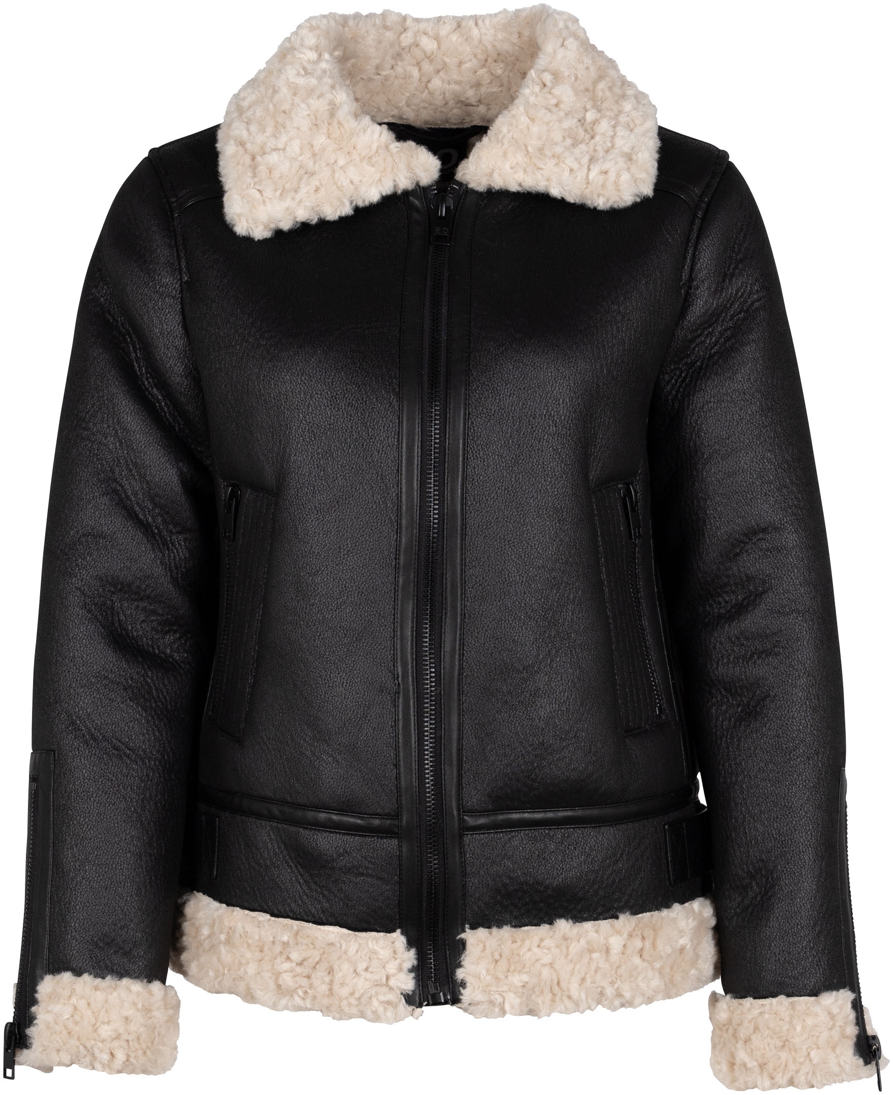 Mauritius Lederimitatjacke »C-039«, mit Fellimitat, Reissverschluss