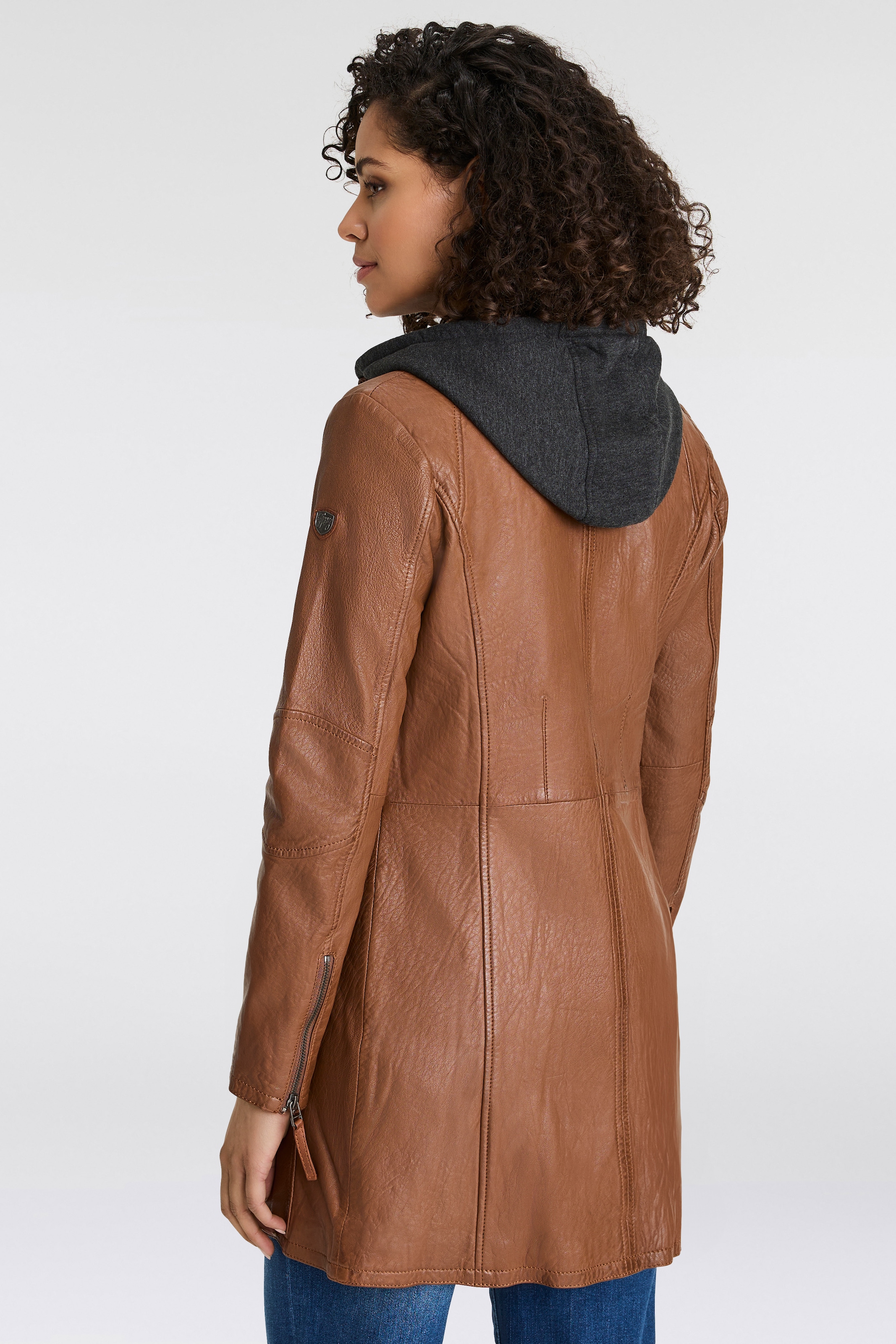 Mauritius Ledermantel »Bente«, 2-in-1-Lederjacke mit abnehmbarem Kapuzen-Inlay aus Jerseyqualität