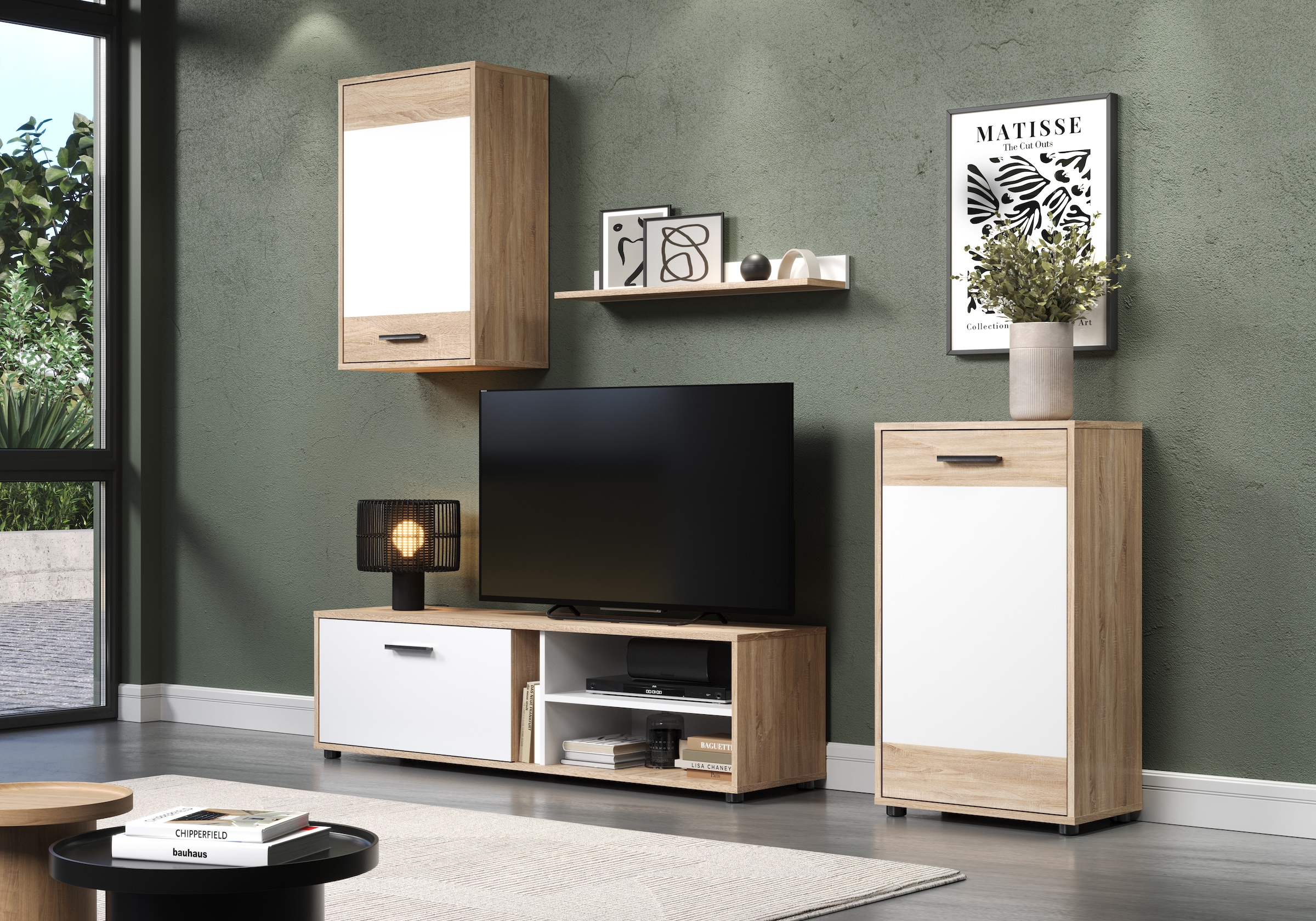 INOSIGN Wohnwand »Valetta«, (Komplett-Set, 4 St.), inkl. Lowboard, Hängeschrank, Wandboard und Highboard