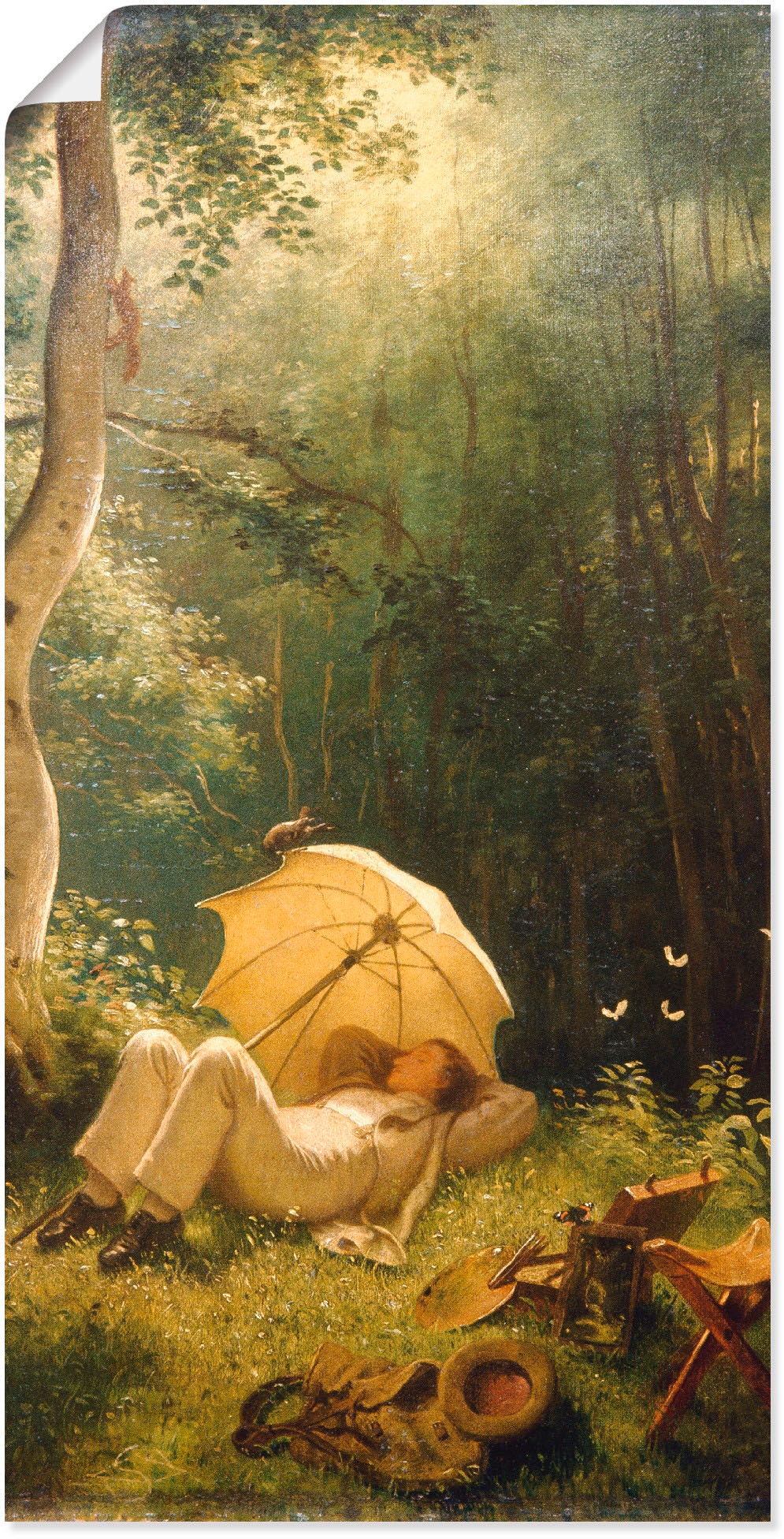 Artland Kunstdruck »Der Maler (Rast im Walde)«, Mann, (1 St.), als Leinwandbild, Wandaufkleber oder Poster in versch. Grössen