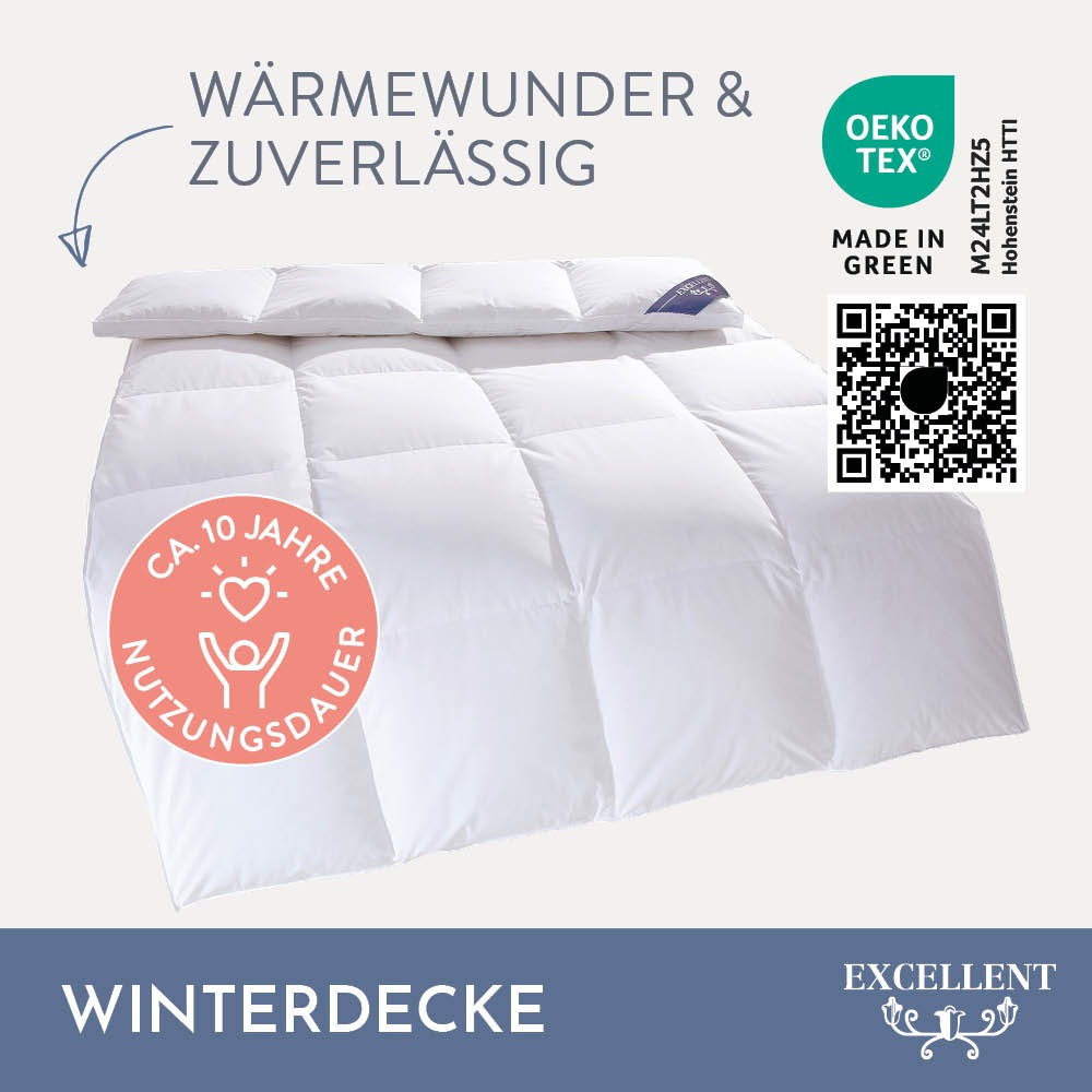 Excellent Daunenbettdecke "Zürich, Bettdecke normal mit Bestnote "Hoher Schlafkomfort" bewertet." polarwarm Füllung 100% Daunen 1 Stk. tlg. Bettdecke 135x200 cm, 155x220cm und weitere Größen, Made in Germany