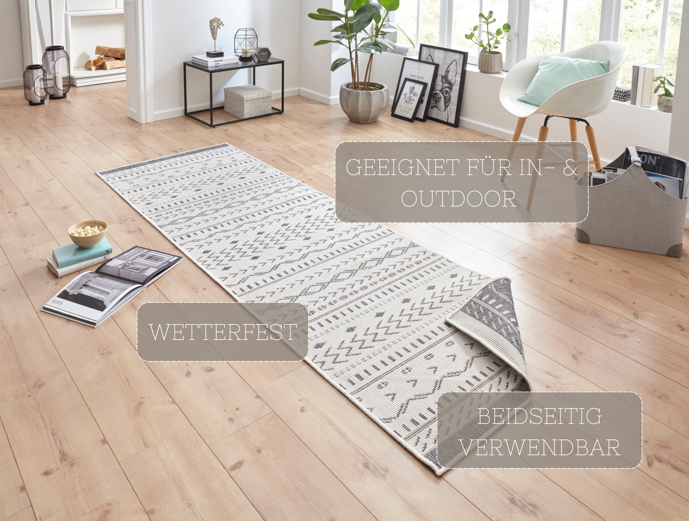 HANSE Home Teppich »Kuba Wendeteppich«, rechteckig, 5 mm Höhe, In-& Outdoor, Wetterfest, Balkon, Läufer, Wohnzimmer, Wasserfest