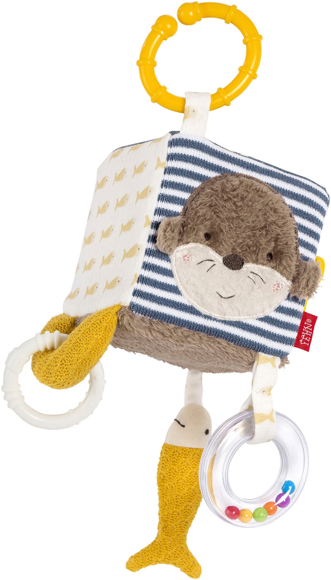 Fehn Greifspielzeug "Otter Theo, Activity-Würfel Otter" mit Befestigungsring