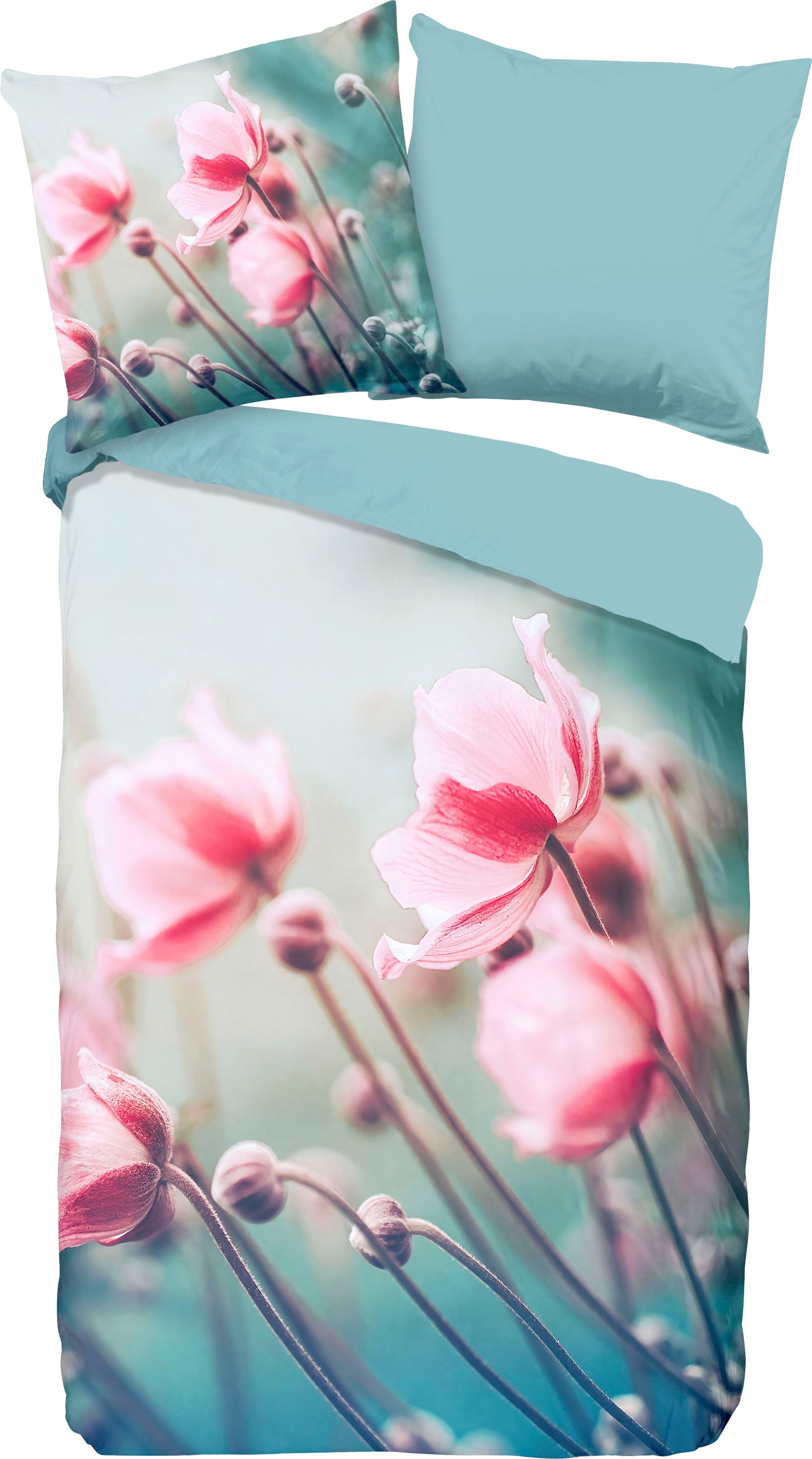 good morning Wendebettwäsche »Lizz«, 100% Baumwolle, Renforcé, 155x220, Reissverschluss, Wendeoptik, Poppy