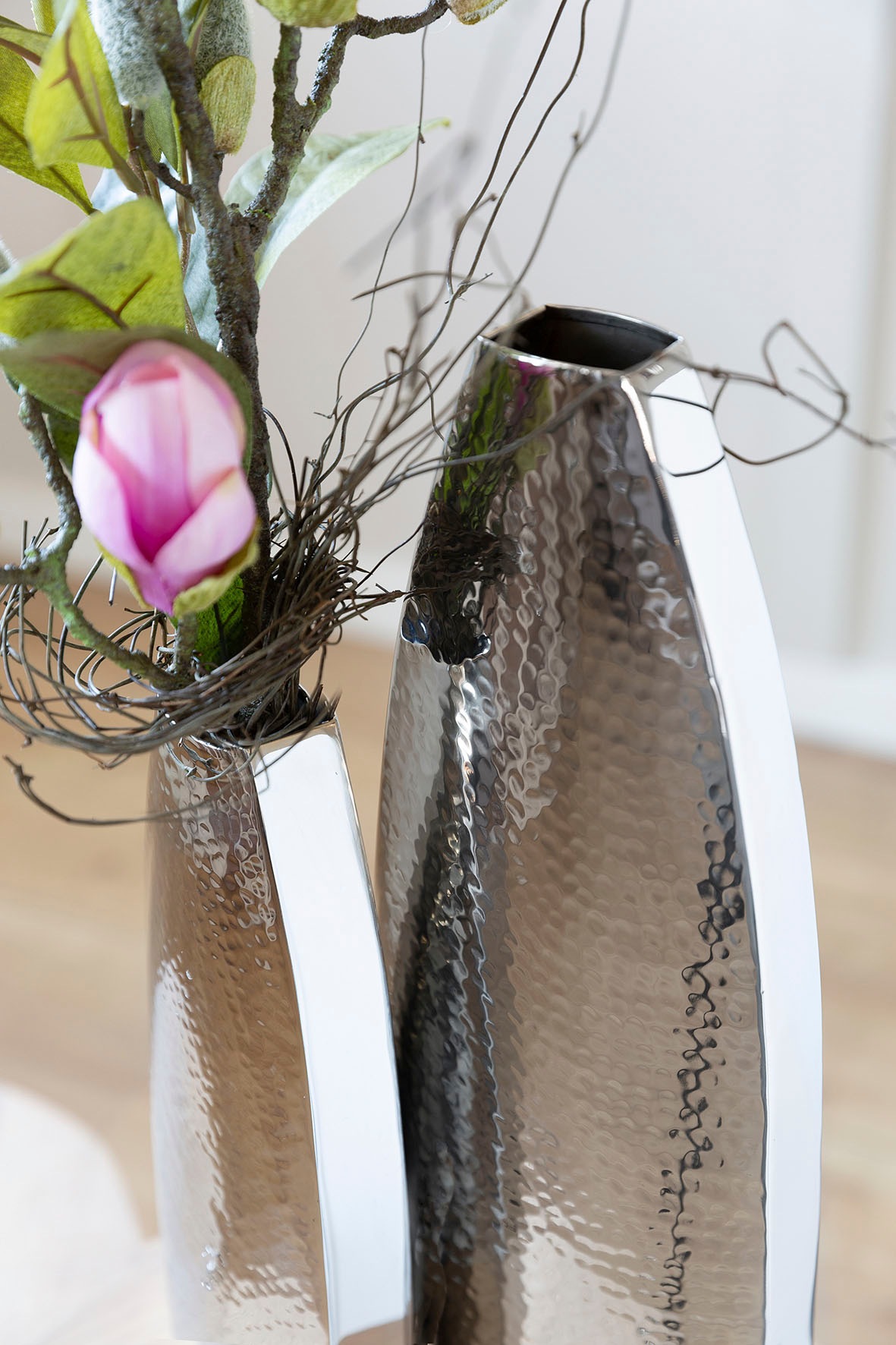 Fink Dekovase "ALETTA" Vase aus Edelstahl, mit gehämmerter Oberfläche