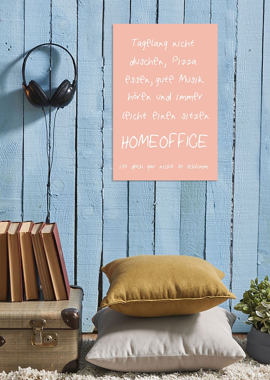 queence Metallbild »Homeoffice II«, Sprüche-Schriftzug-Sprüche-Sprüche & Texte, (1 St.), Stahlschild, Blechschild, Sprüche, Texte, Arbeit