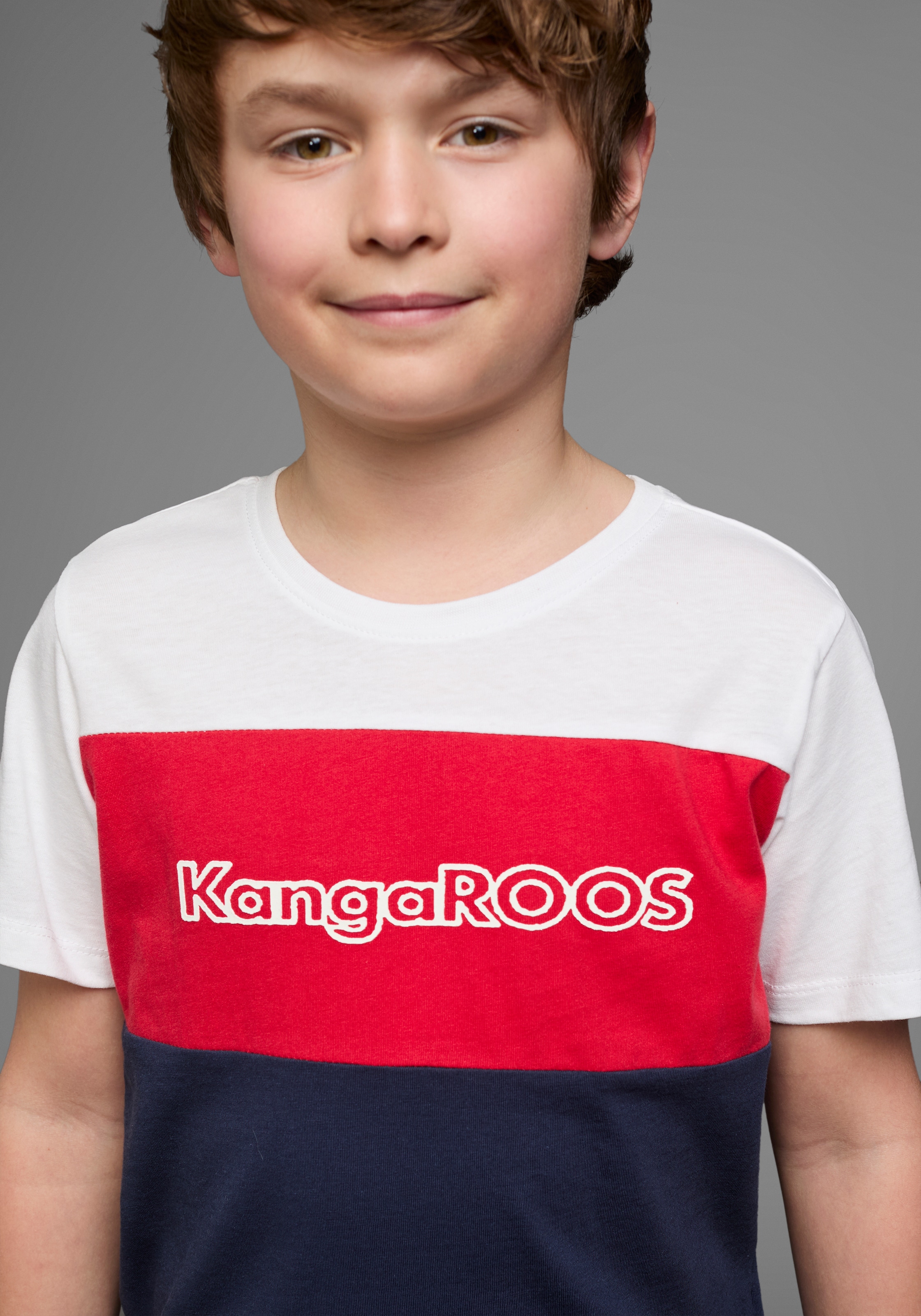 KangaROOS T-Shirt »in Colorblockdesign«, Kurzarm, Basic-Passform, bedruckt und mehrfarbig