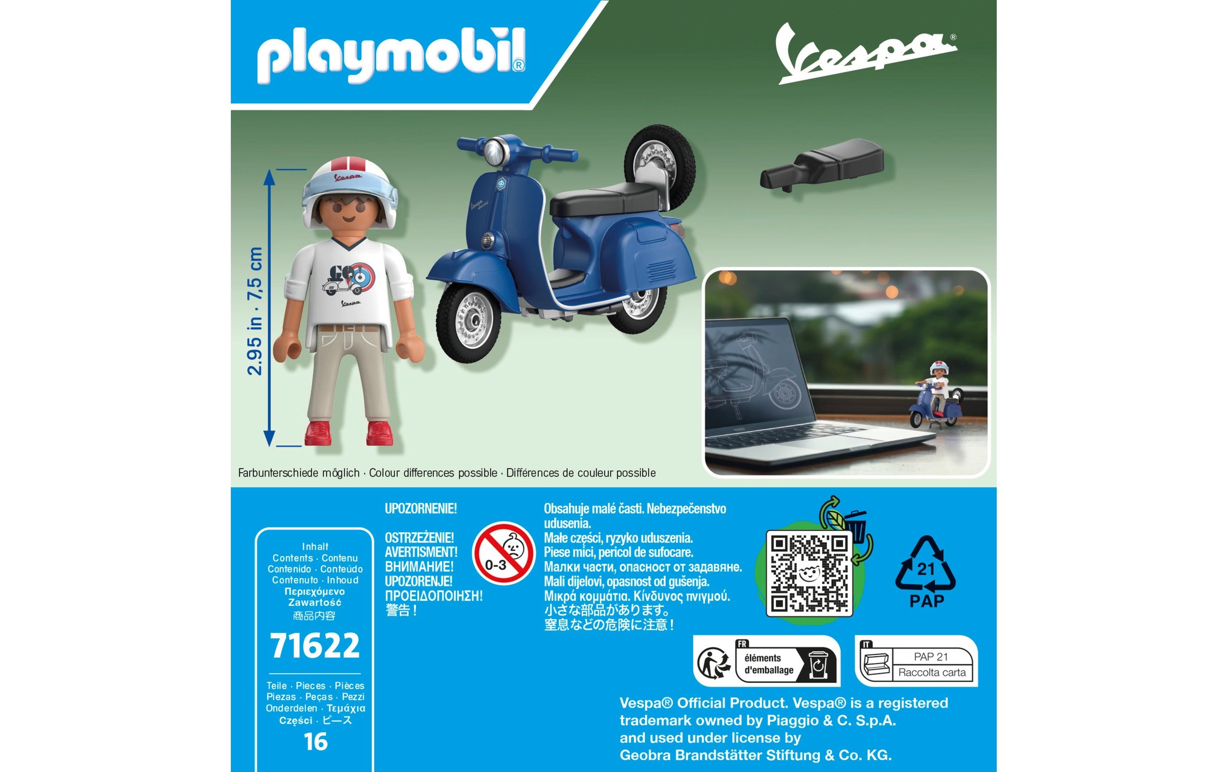 Playmobil® Spielbausteine »1969 Vespa 150 Sprint Veloce, 71622«, (16 St.)